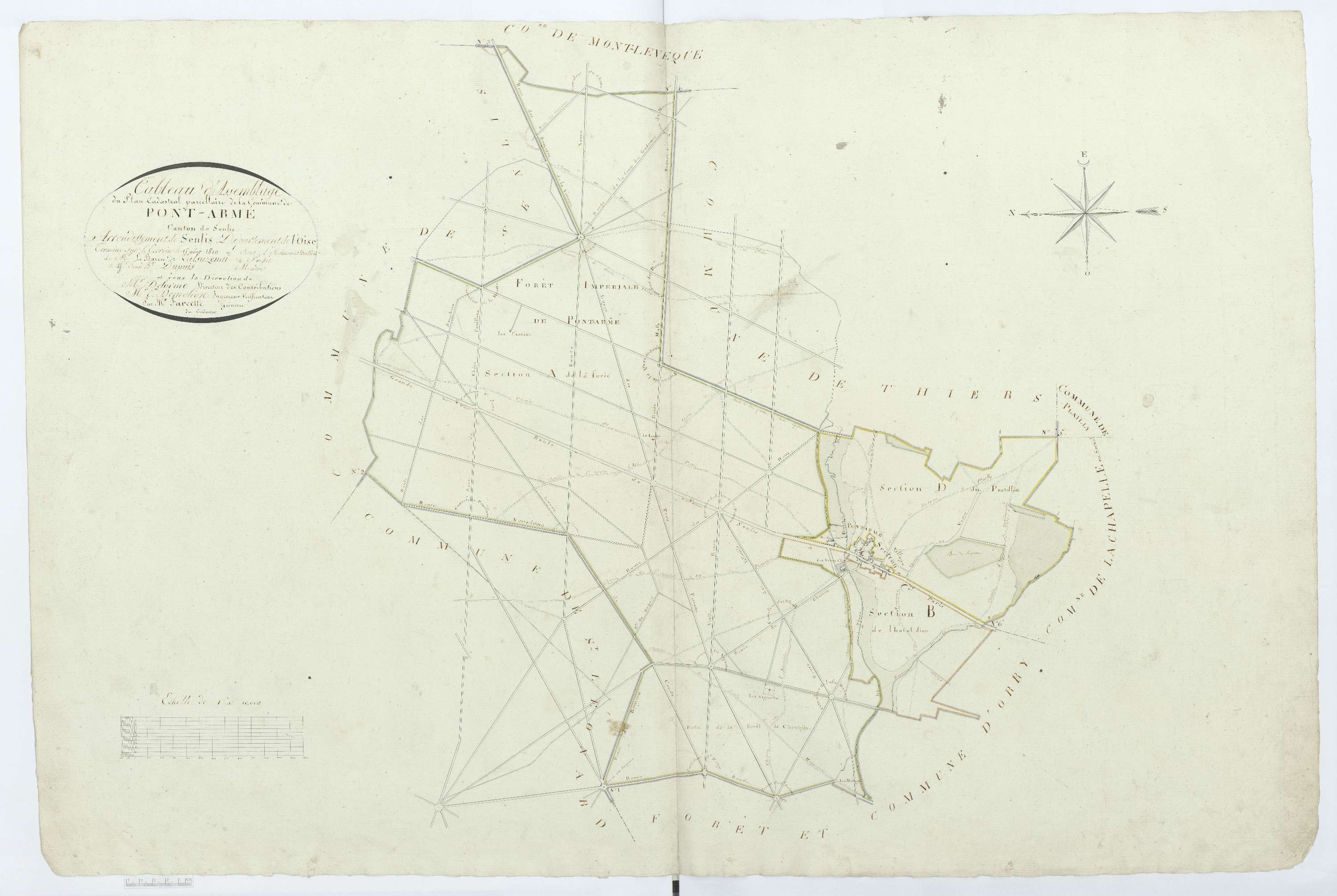 Pontarmé - Cadastre napoléonien, tableau d'assemblage
