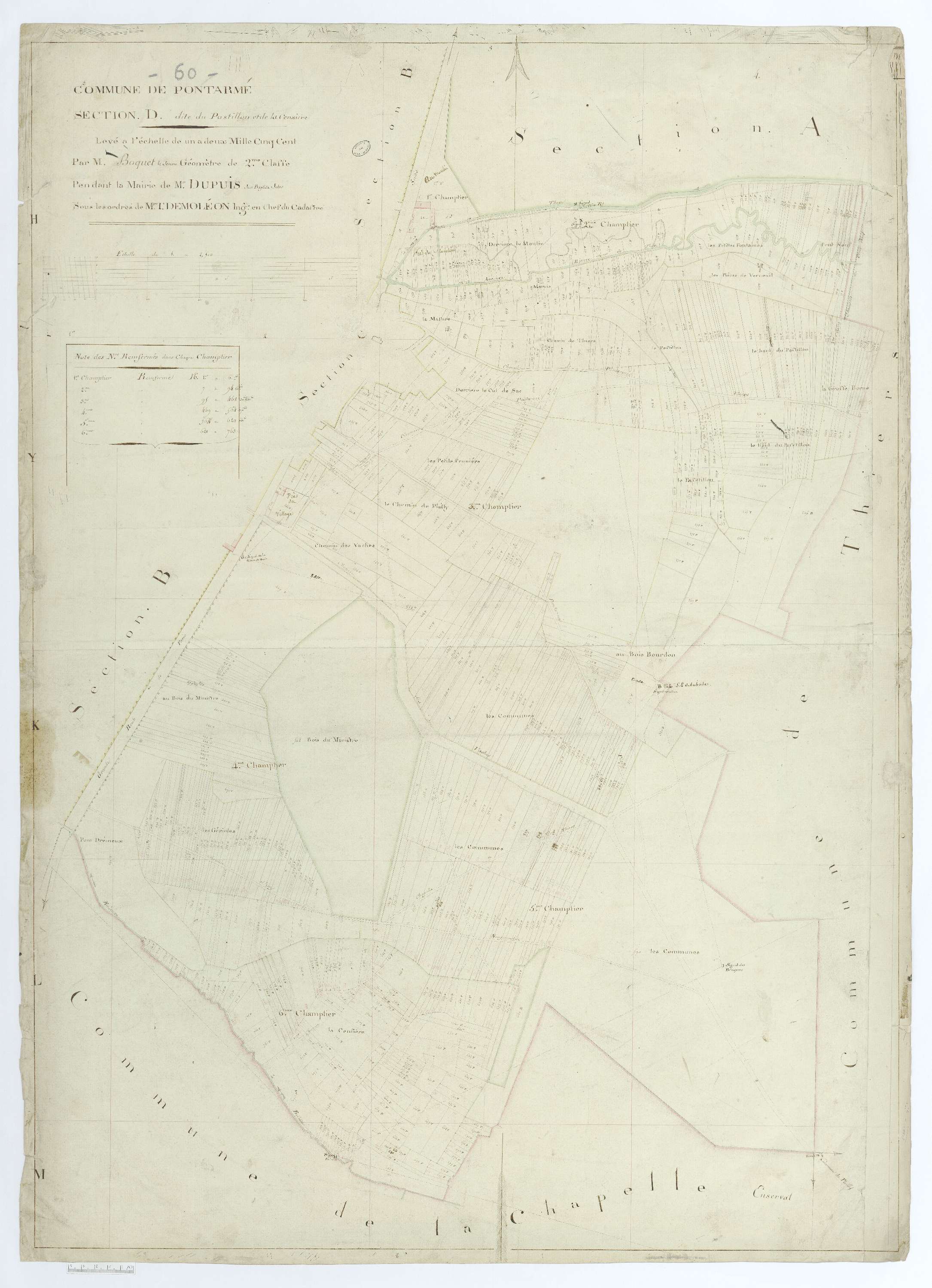 Pontarmé - Cadastre napoléonien, section D, feuille unique