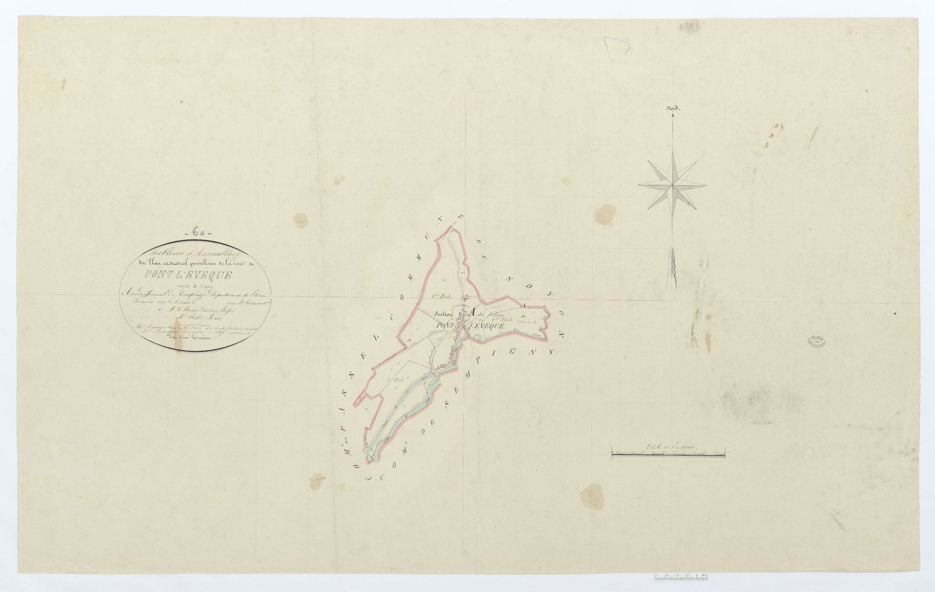 Pont-l'Évêque - Cadastre napoléonien, tableau d'assemblage