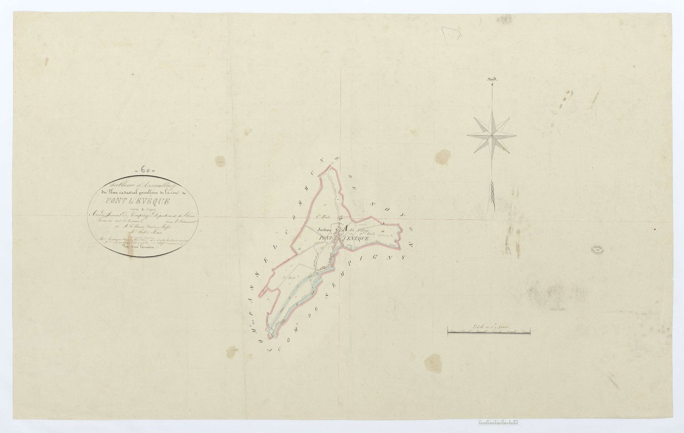 Pont-l'Évêque - Cadastre napoléonien, tableau d'assemblage