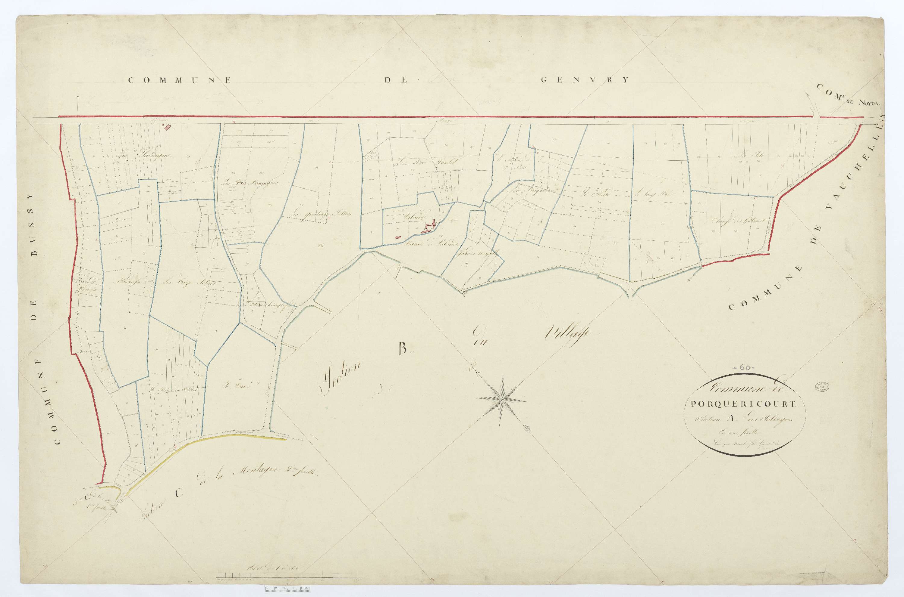 Porquéricourt - Cadastre napoléonien, section A, feuille unique