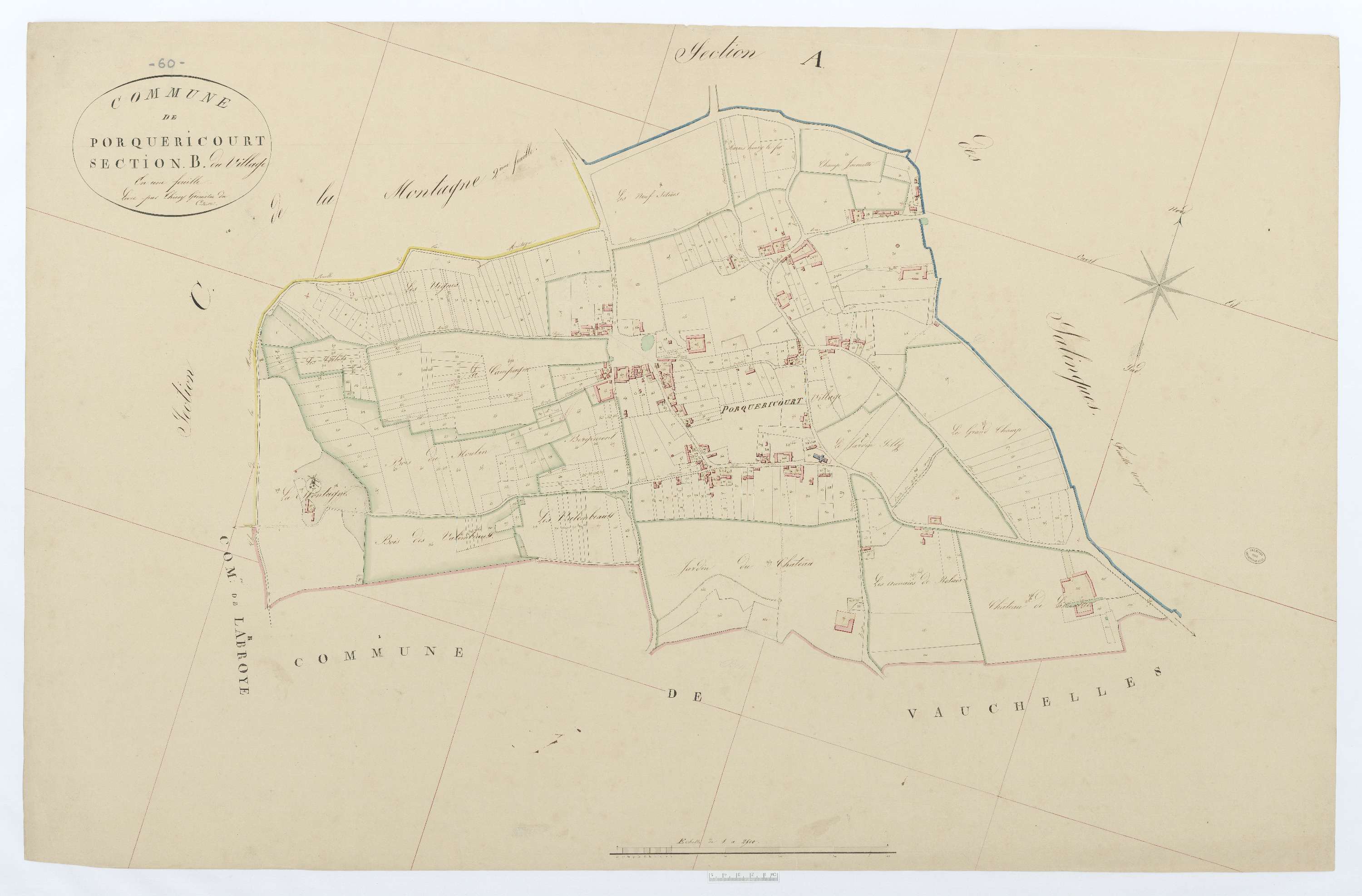 Porquéricourt - Cadastre napoléonien, section B, feuille unique