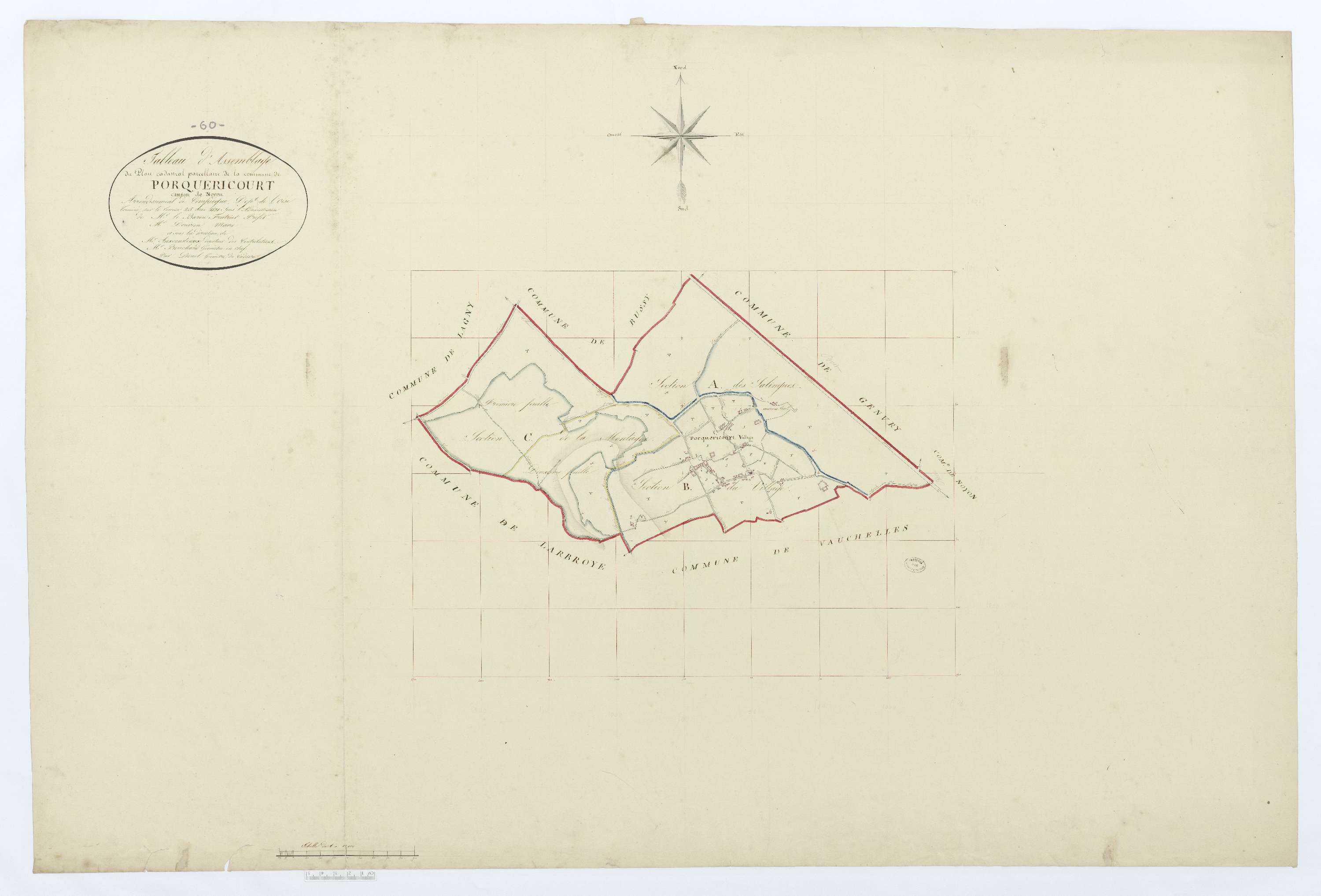 Porquéricourt - Cadastre napoléonien, tableau d'assemblage