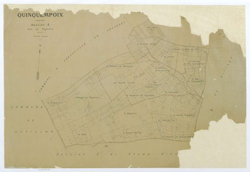 Quinquempoix - Cadastre napoléonien (copie), section A, feuille unique, copie calque