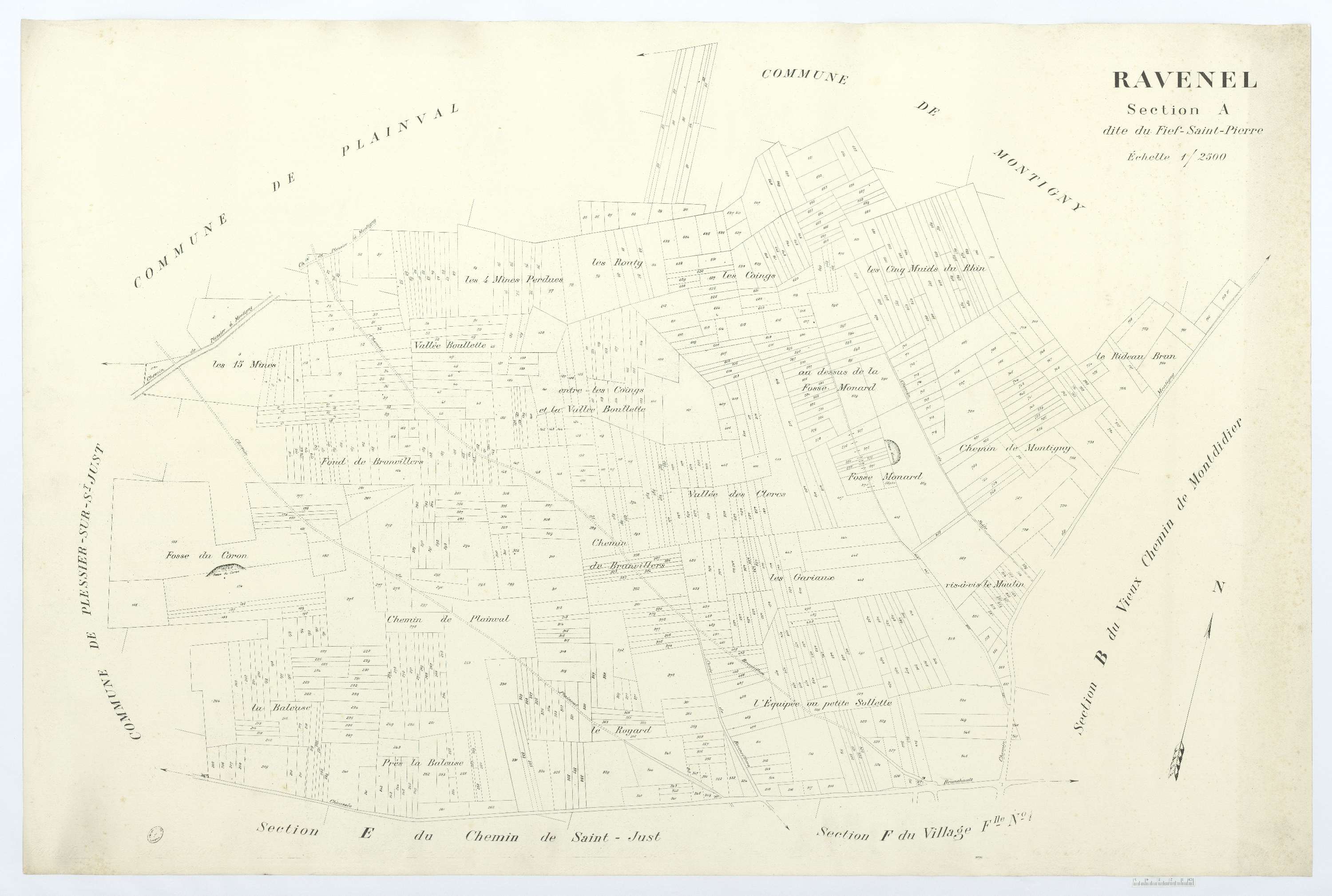 Ravenel - Cadastre napoléonien (copie), section A, feuille unique