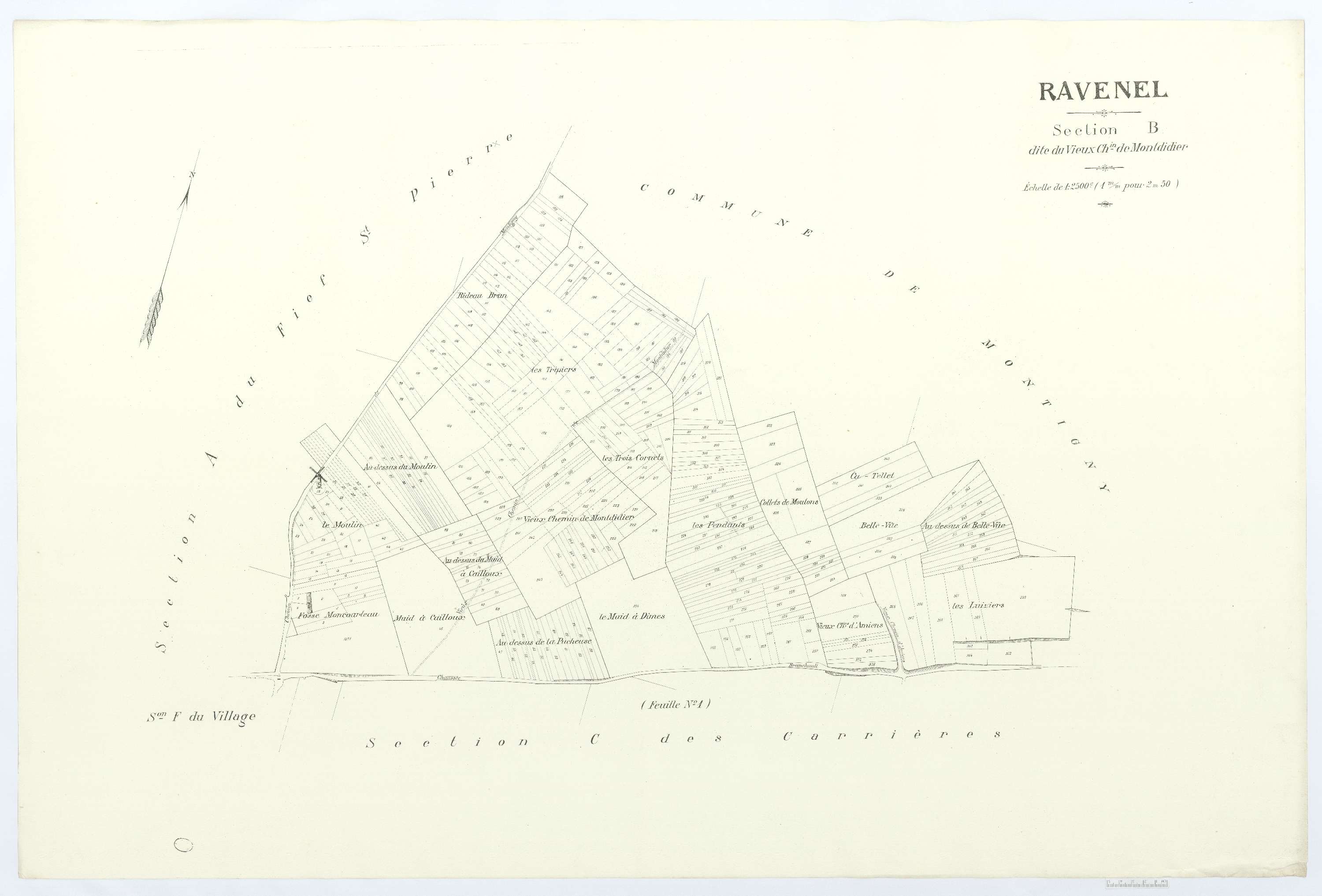 Ravenel - Cadastre napoléonien (copie), section B, feuille unique