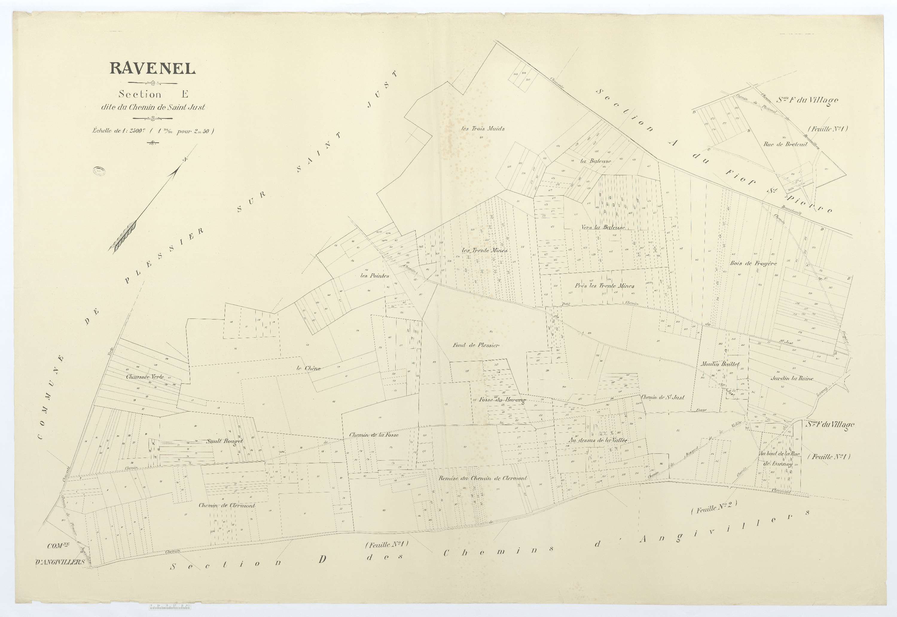 Ravenel - Cadastre napoléonien (copie), section E, feuille unique