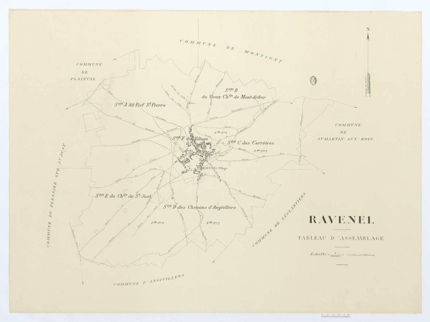 Ravenel - Cadastre napoléonien (copie), tableau d'assemblage