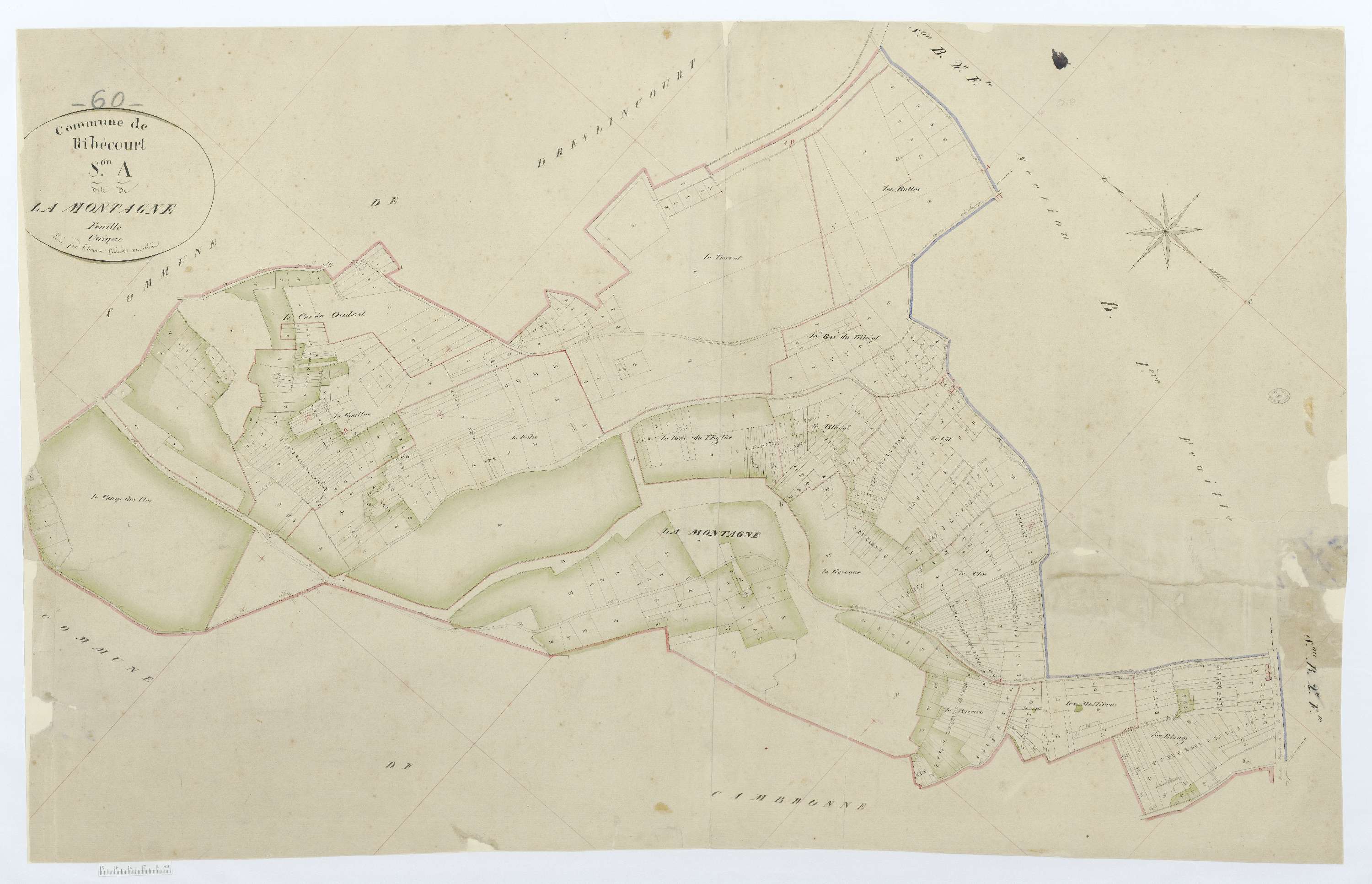 Ribécourt-Dreslincourt - Cadastre napoléonien, section A, feuille unique
