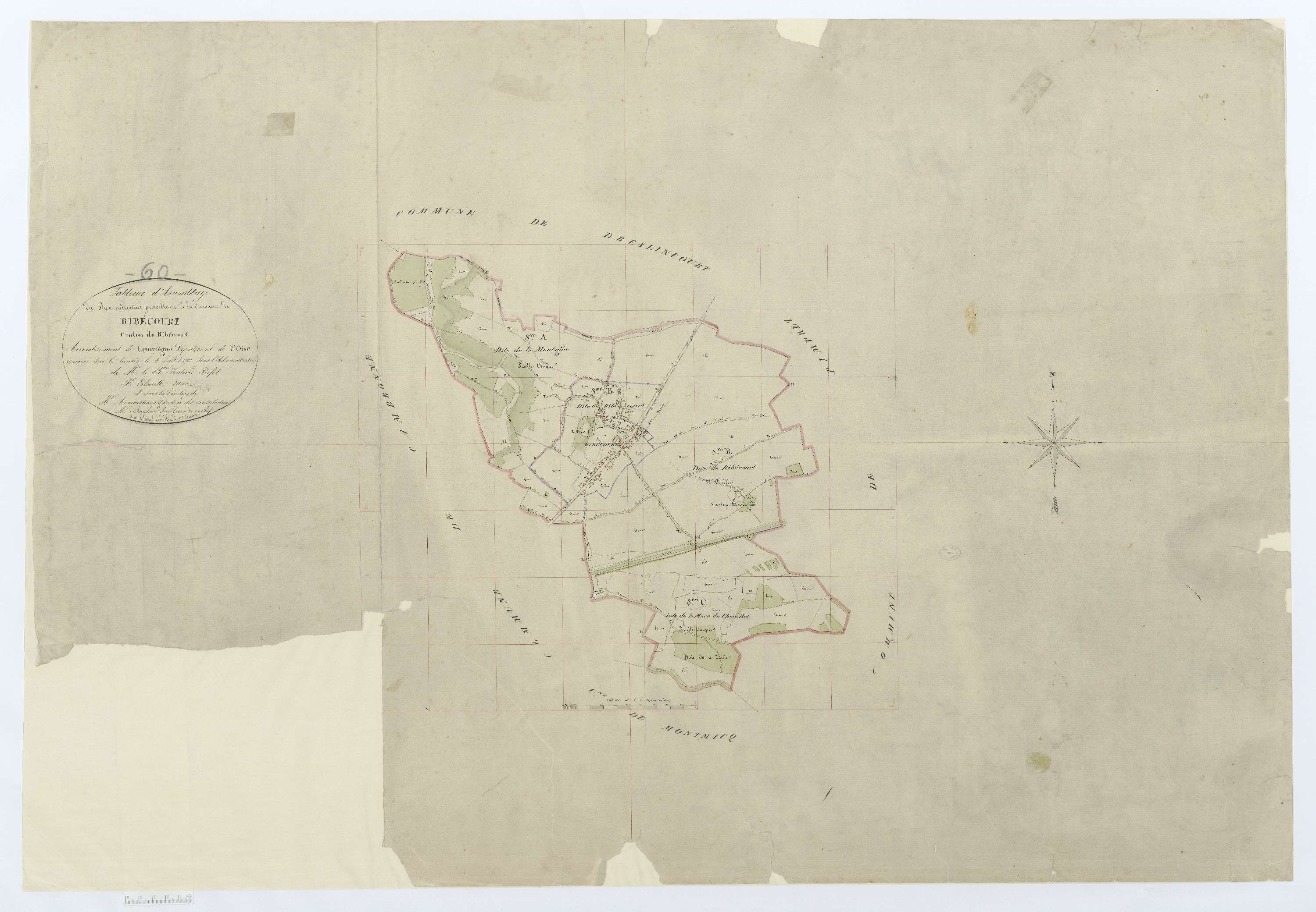 Ribécourt-Dreslincourt - Cadastre napoléonien, tableau d'assemblage