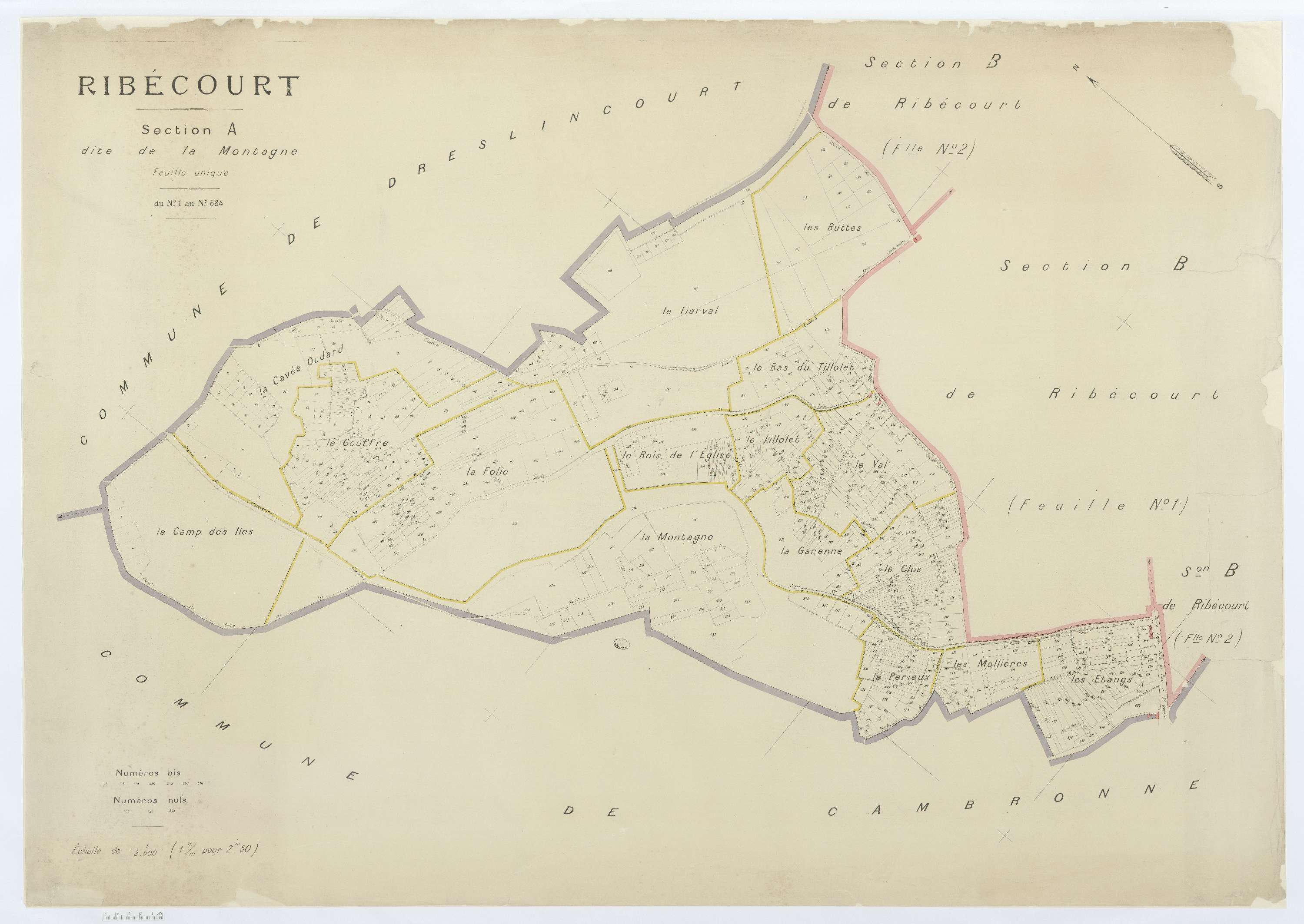 Ribécourt-Dreslincourt - Cadastre napoléonien (copie), section A, feuille unique