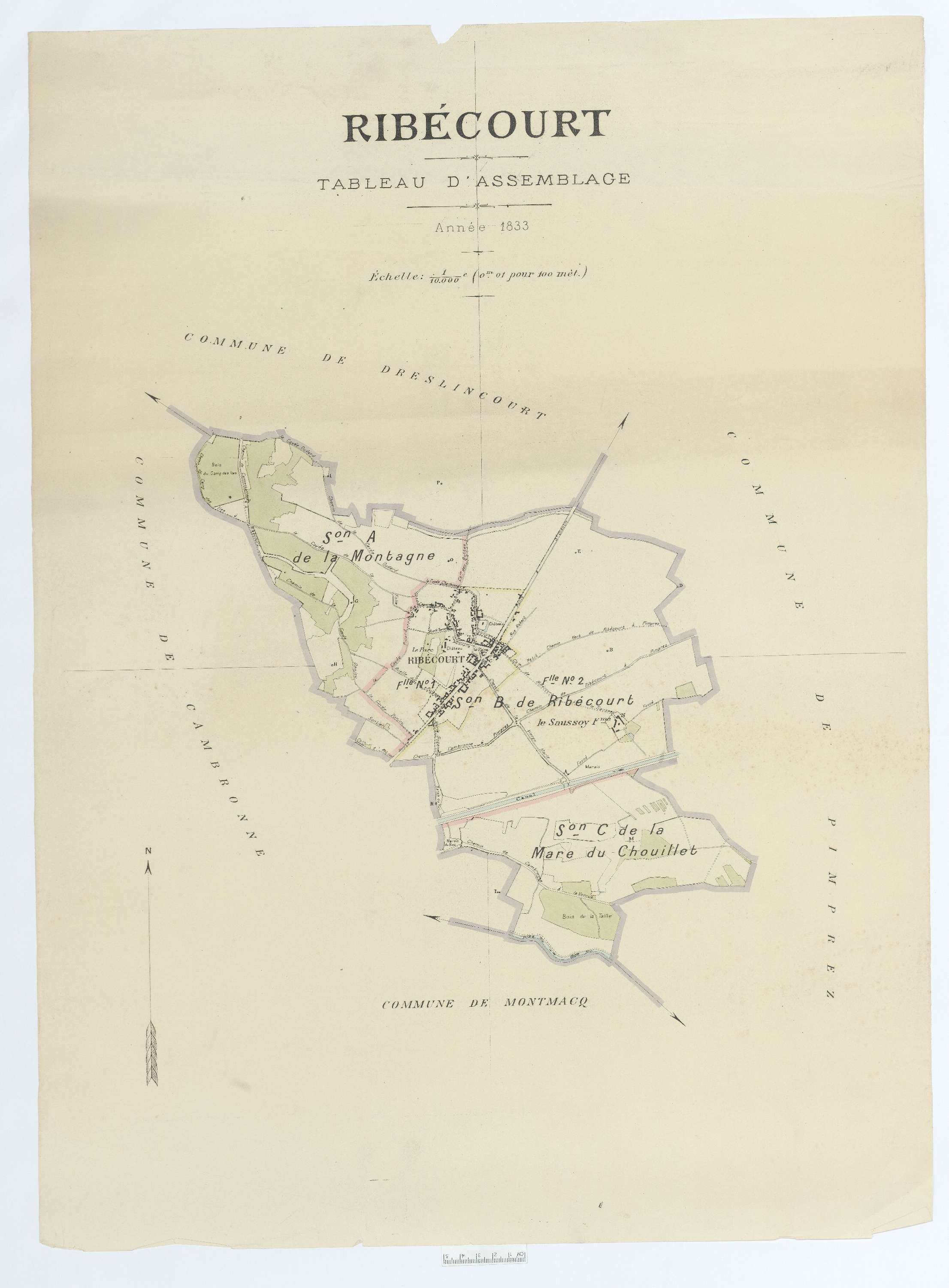 Ribécourt-Dreslincourt - Cadastre napoléonien (copie), tableau d'assemblage