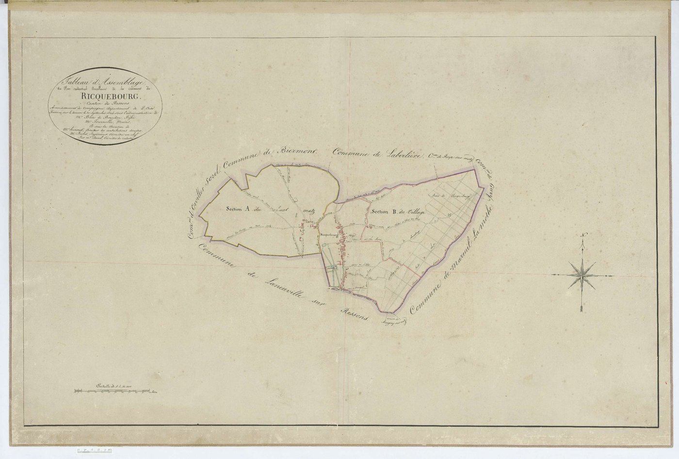 Ricquebourg - Cadastre napoléonien, tableau d'assemblage