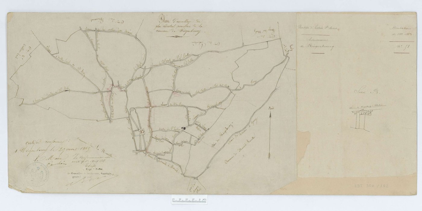 Ricquebourg - Cadastre napoléonien, tableau d'assemblage