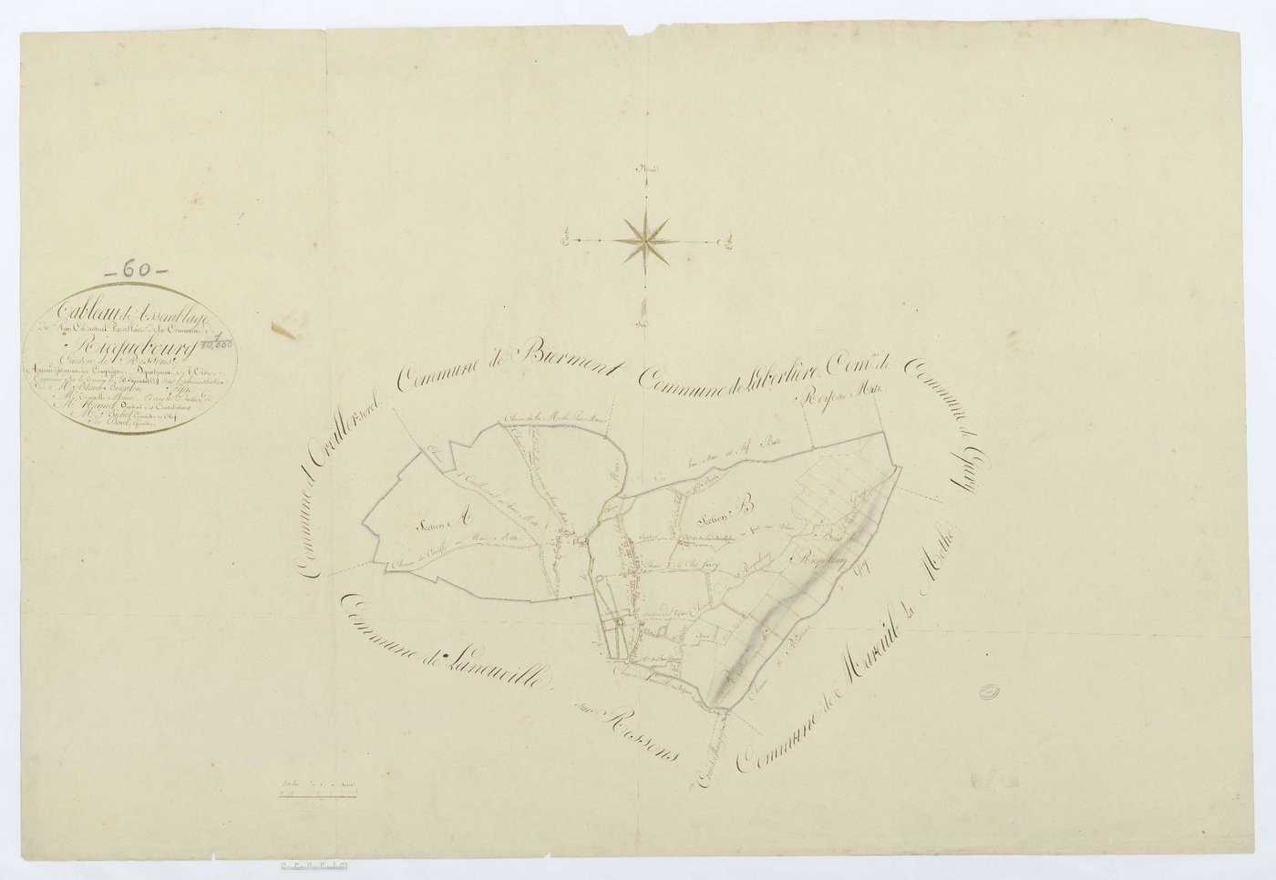 Ricquebourg - Cadastre napoléonien, tableau d'assemblage