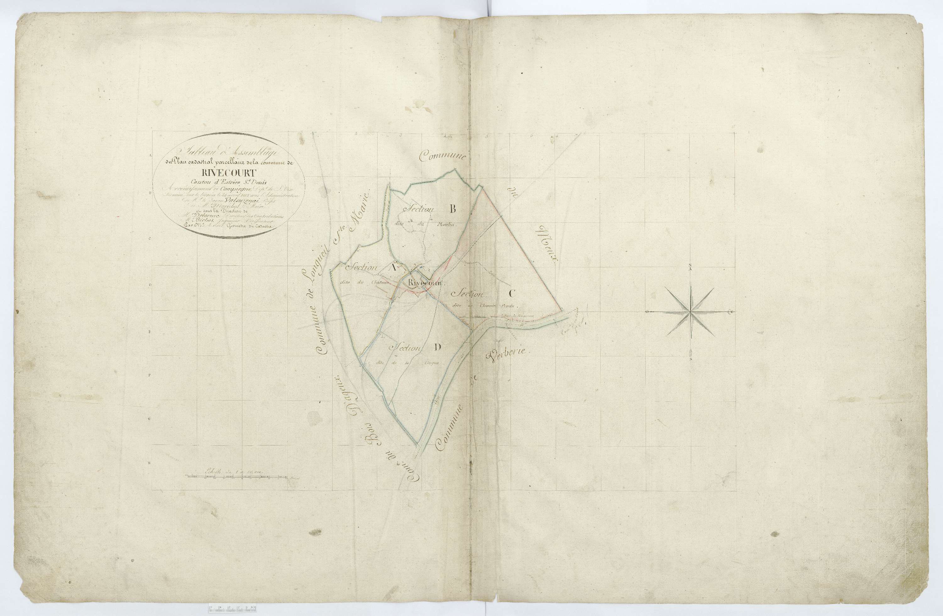 Rivecourt - Cadastre napoléonien, tableau d'assemblage