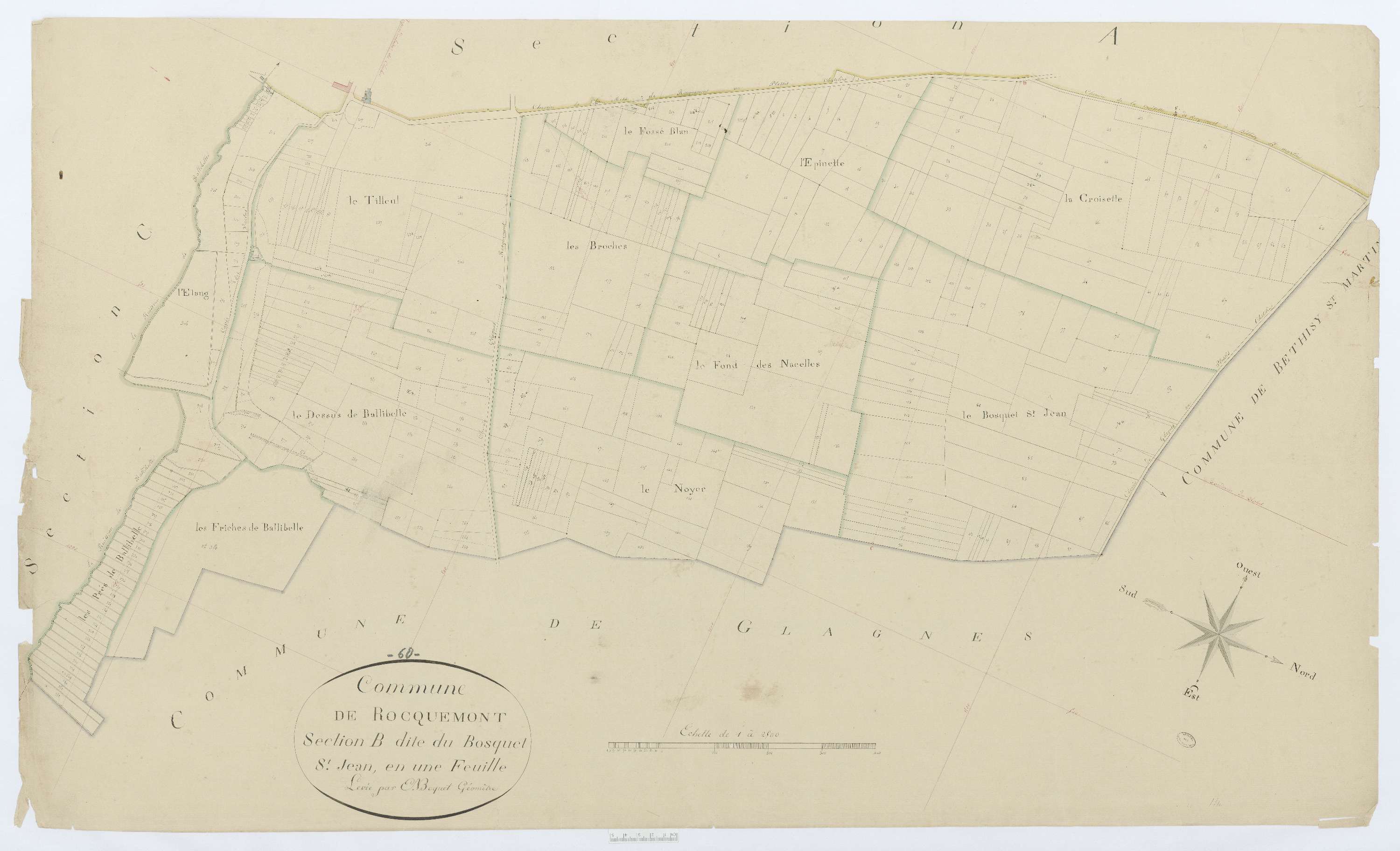Rocquemont - Cadastre napoléonien, section B, feuille unique