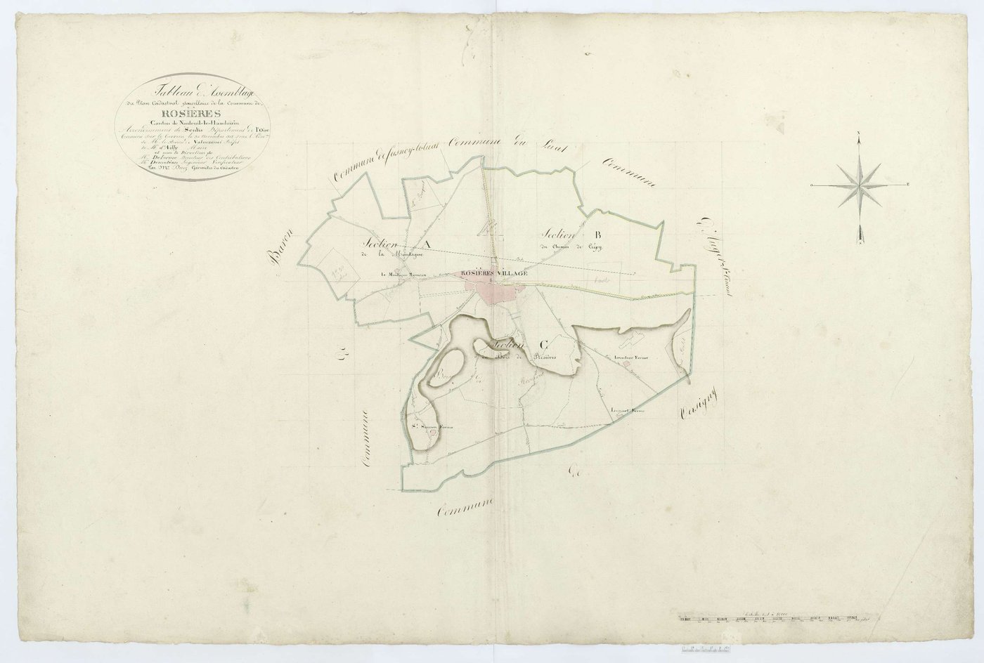 Rosières - Cadastre napoléonien, tableau d'assemblage