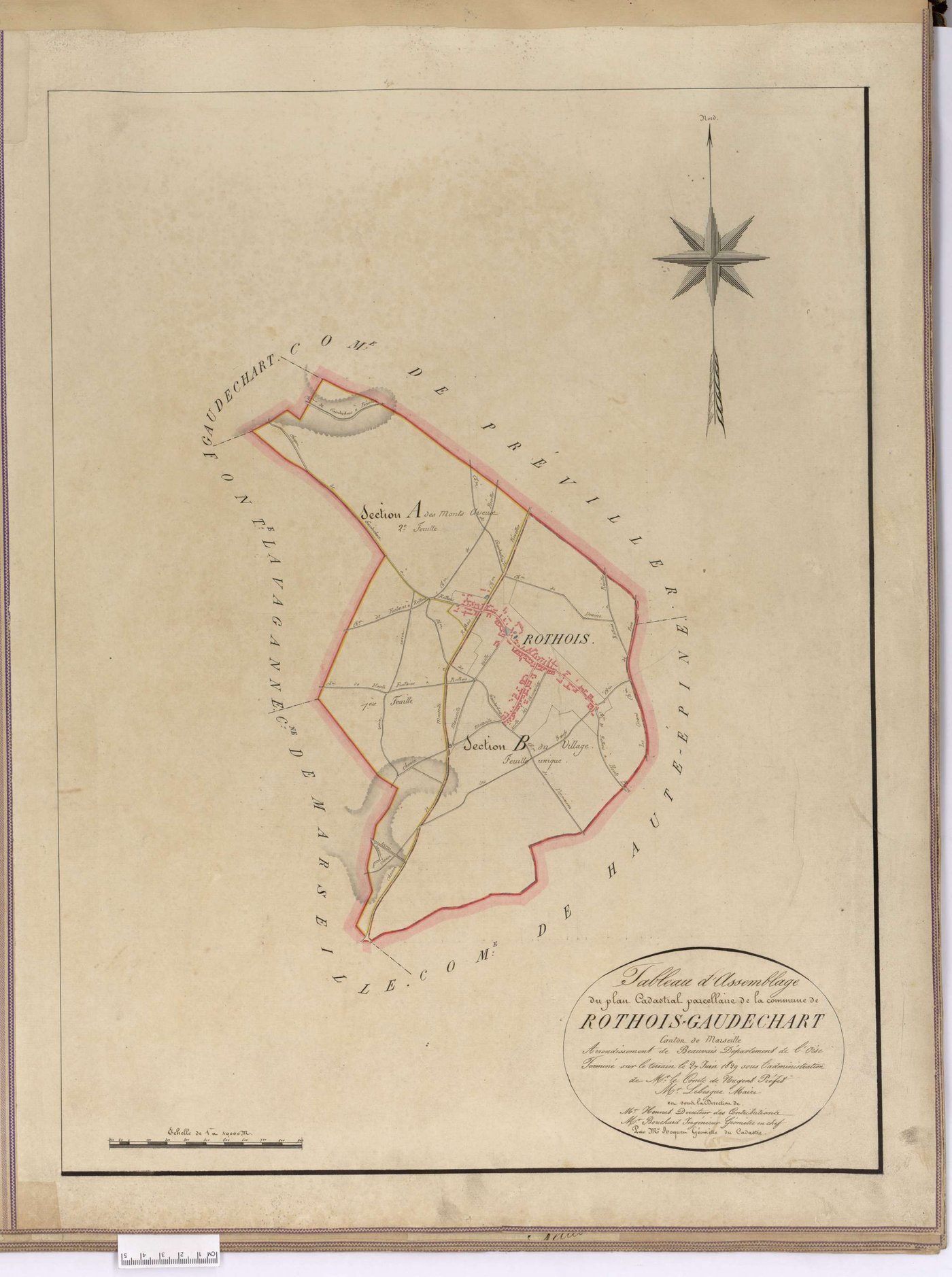 Rothois - Cadastre napoléonien, tableau d'assemblage