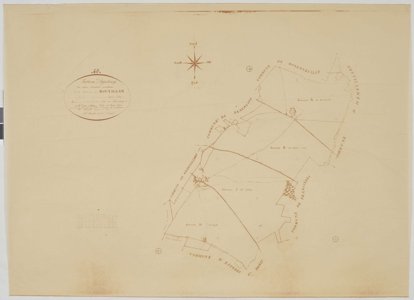 Rouvillers - Cadastre napoléonien (copie), tableau d'assemblage