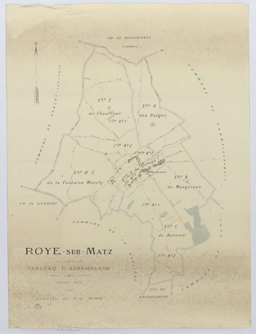 Roye-sur-Matz - Cadastre napoléonien (copie), tableau d'assemblage