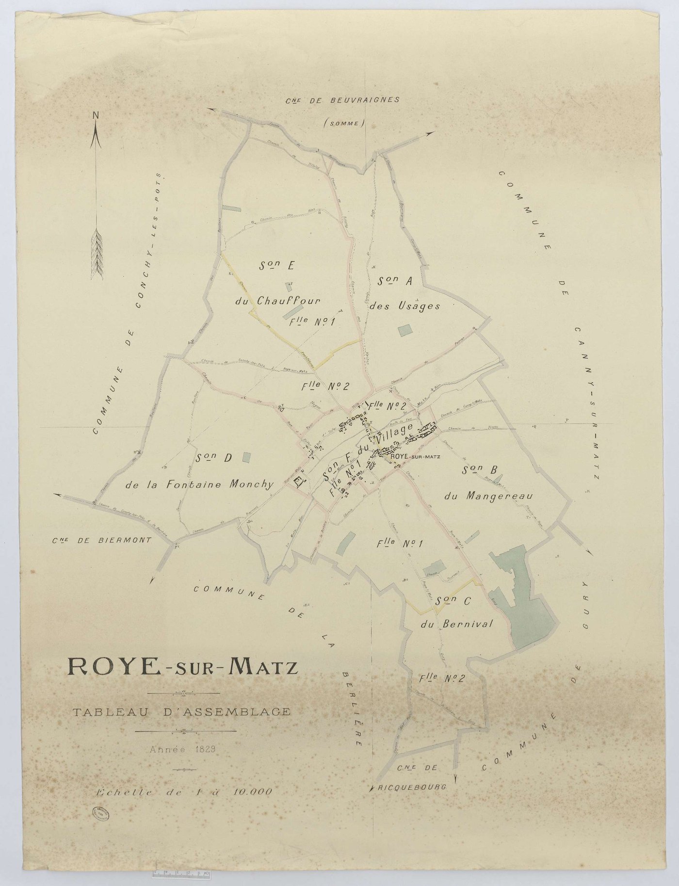 Roye-sur-Matz - Cadastre napoléonien (copie), tableau d'assemblage