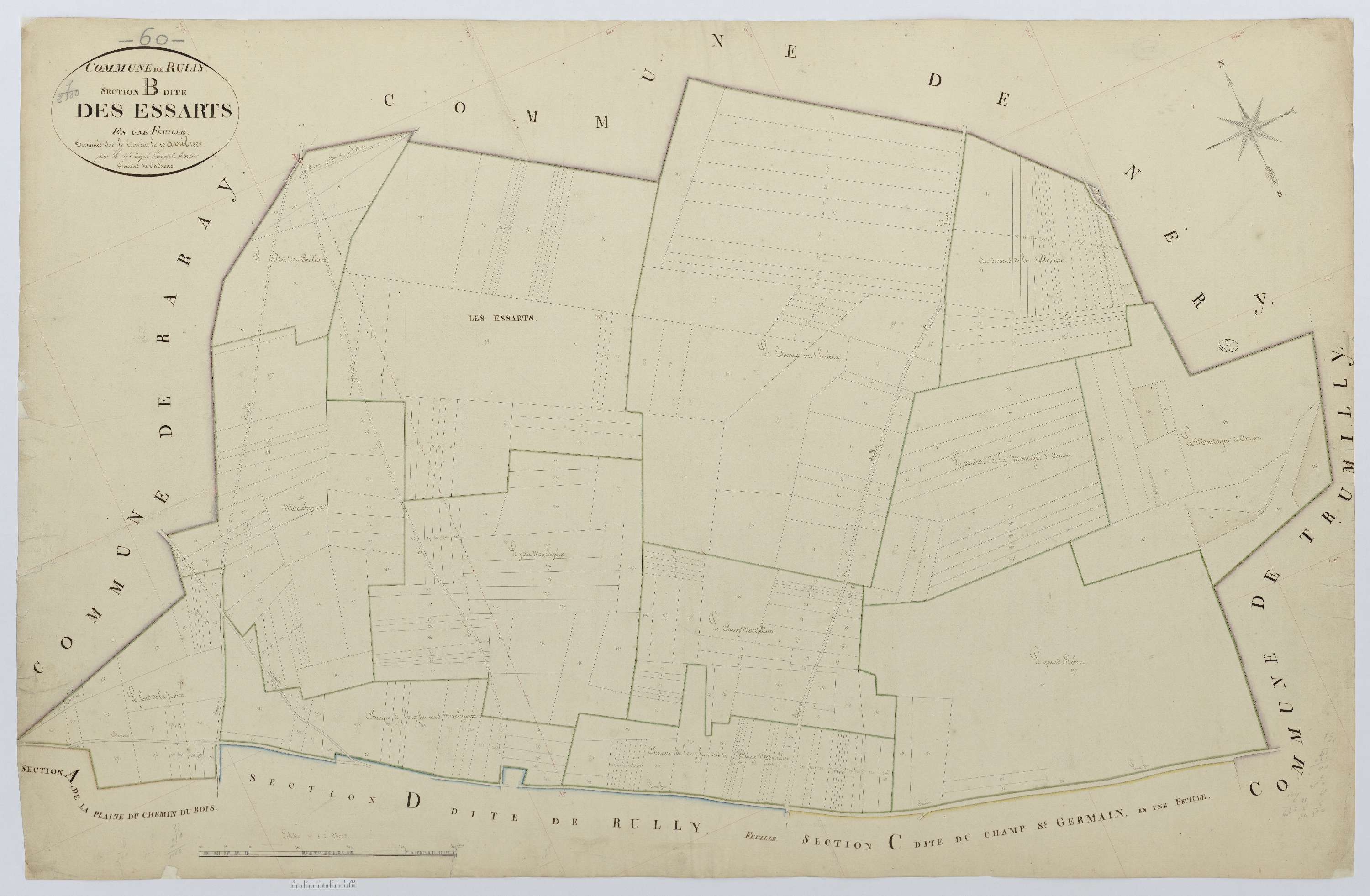 Rully - Cadastre napoléonien, section B, feuille unique