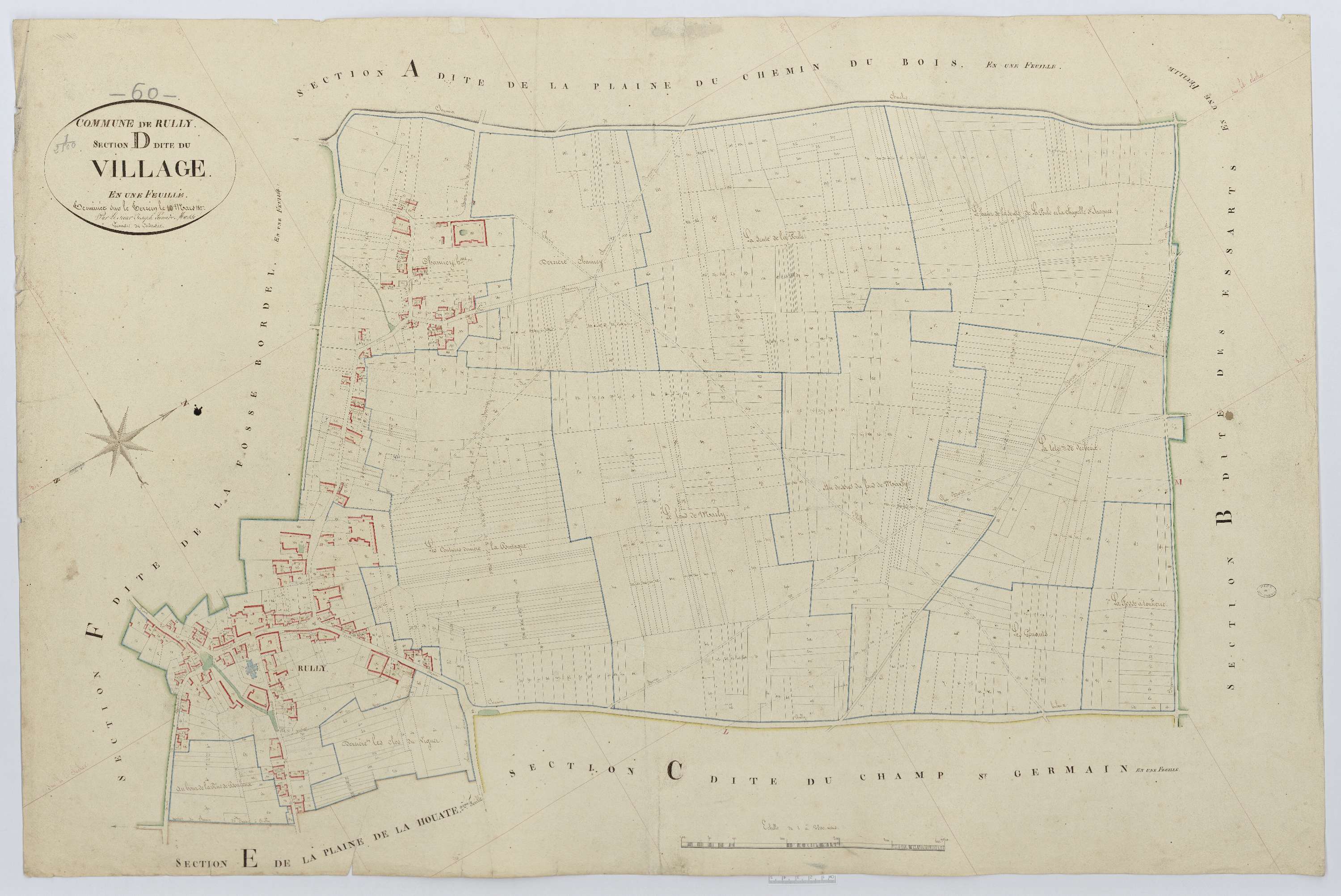 Rully - Cadastre napoléonien, section D, feuille unique
