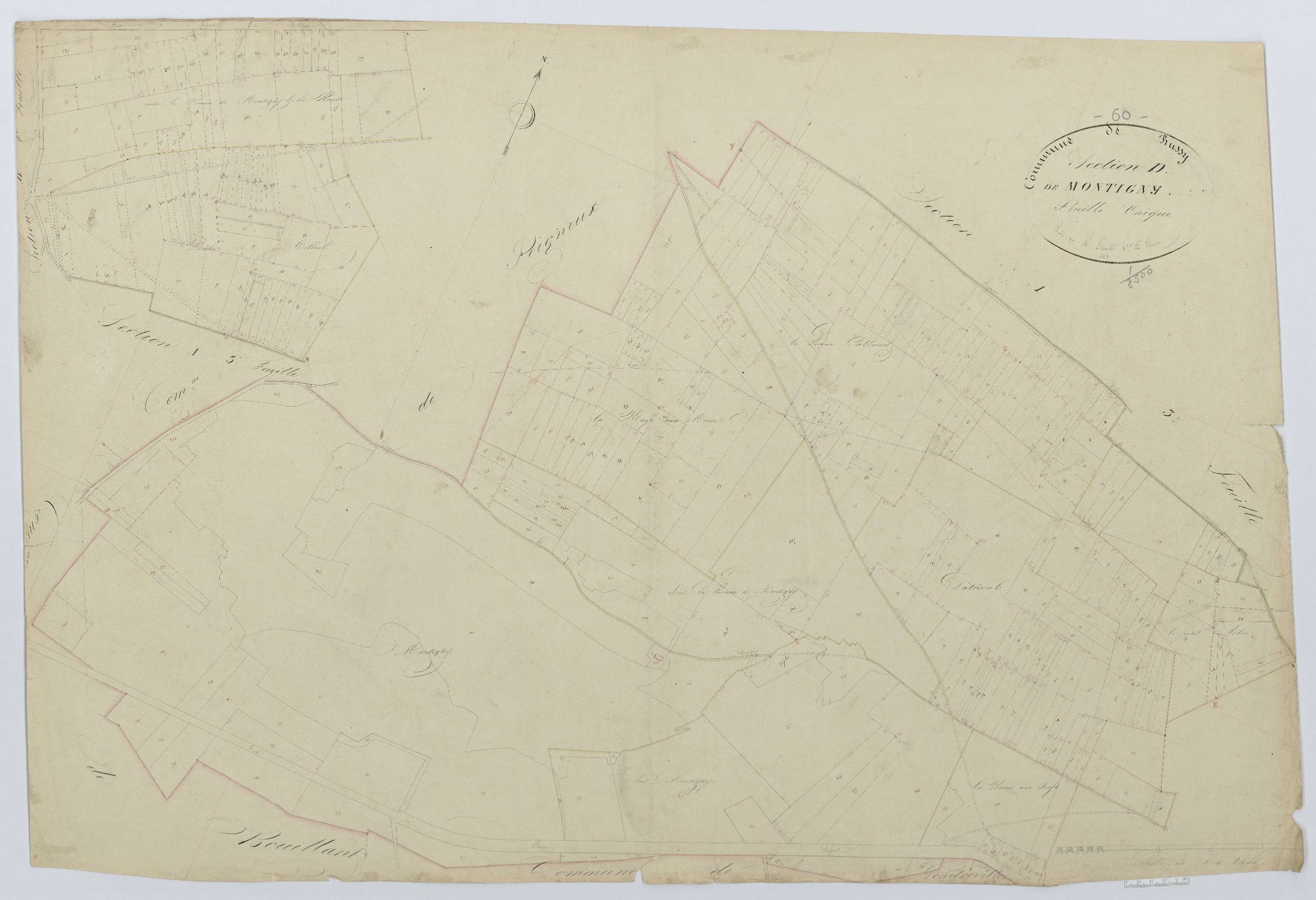 Russy-Bémont - Cadastre napoléonien, section D, feuille unique