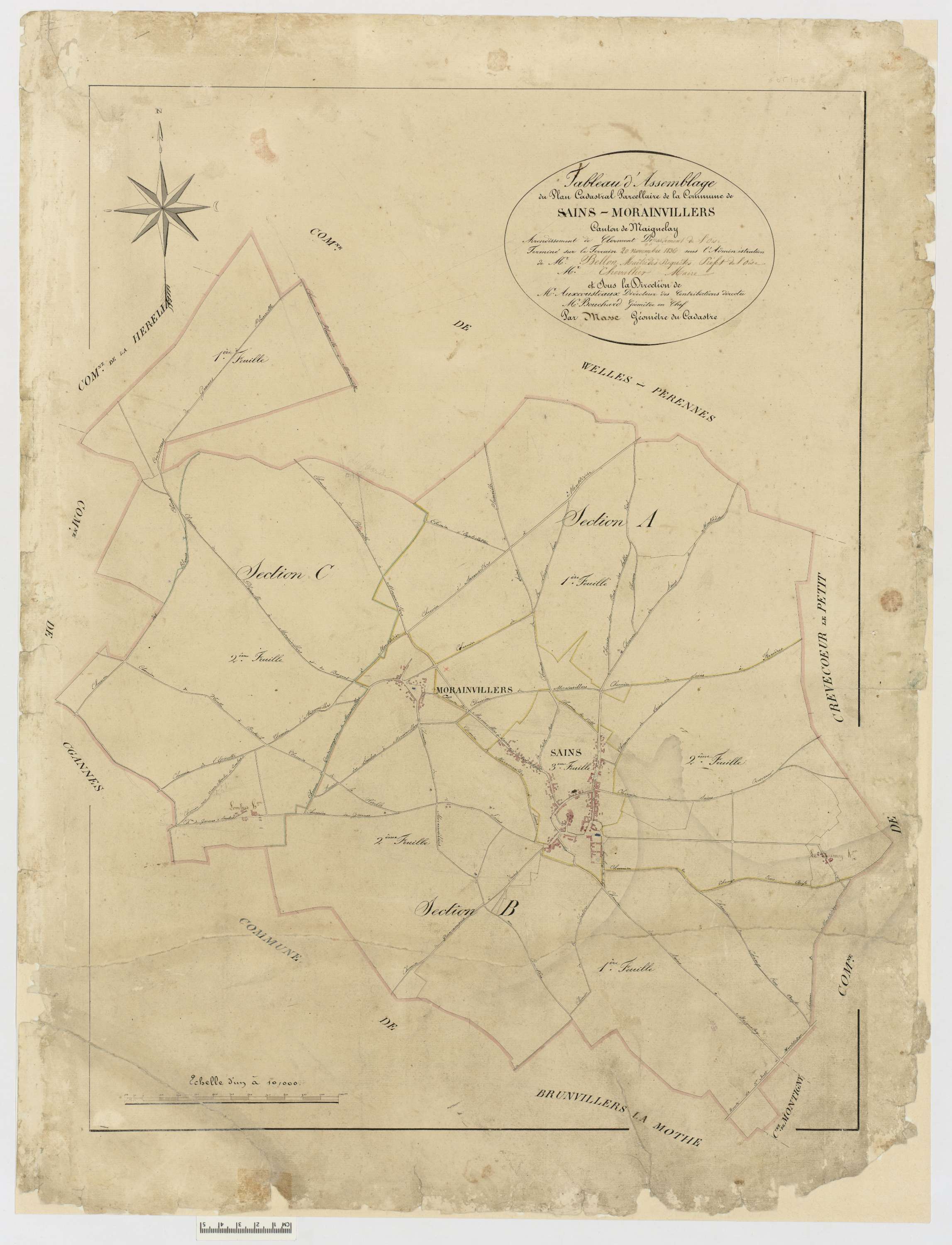 Sains-Morainvillers - Cadastre napoléonien, tableau d'assemblage