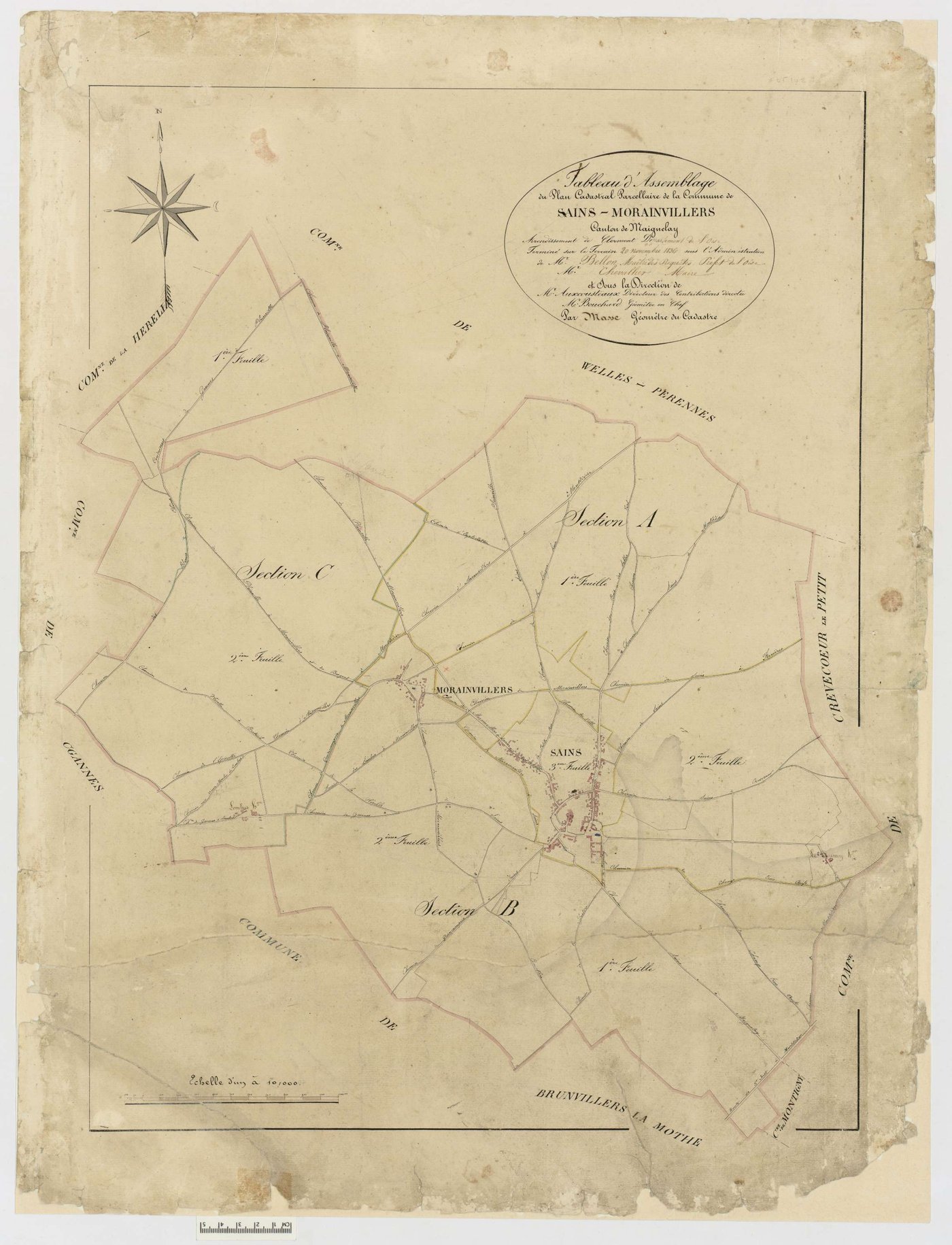 Sains-Morainvillers - Cadastre napoléonien, tableau d'assemblage