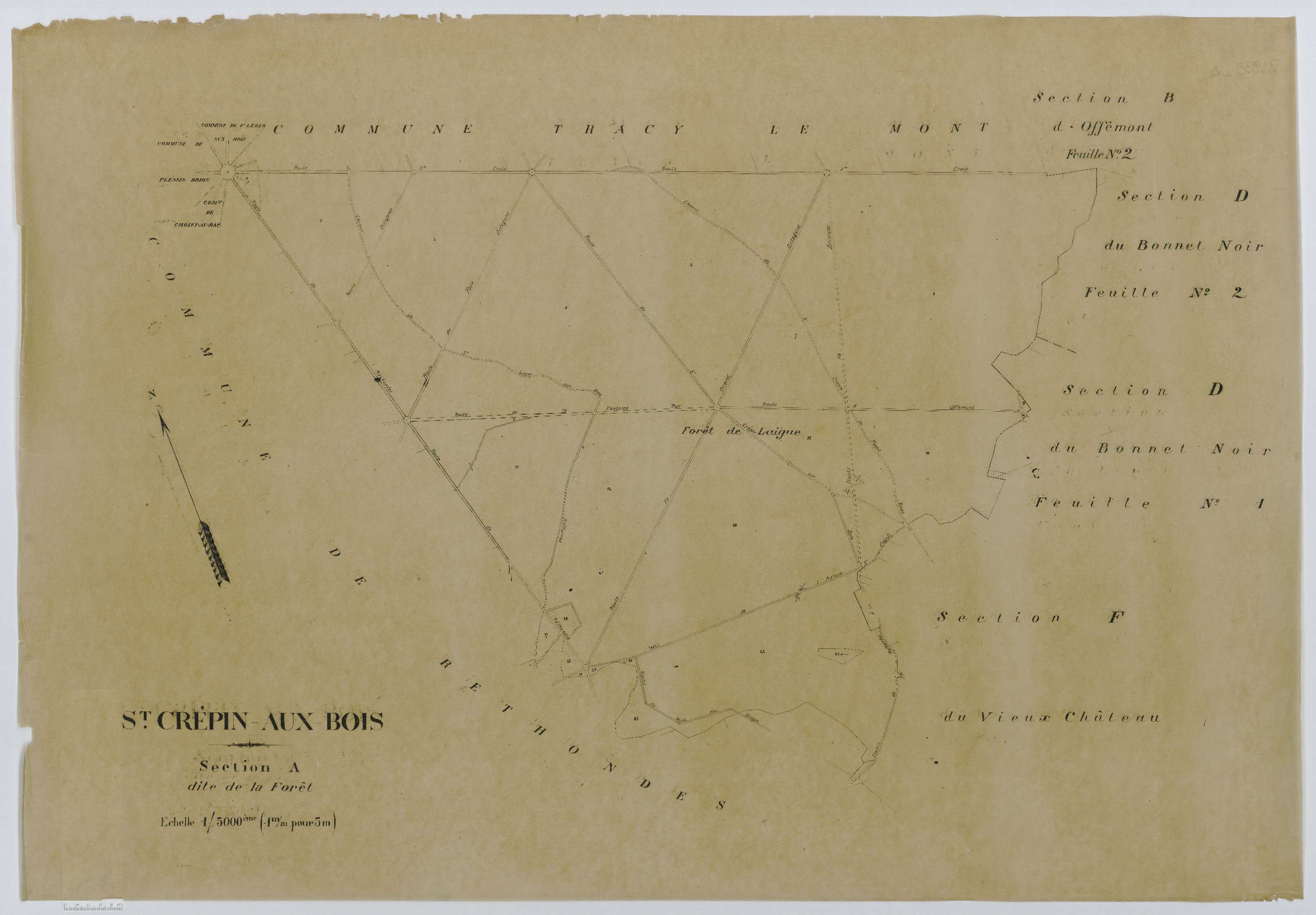Saint-Crépin-aux-Bois - Cadastre napoléonien (copie), section A, feuille unique, copie calque
