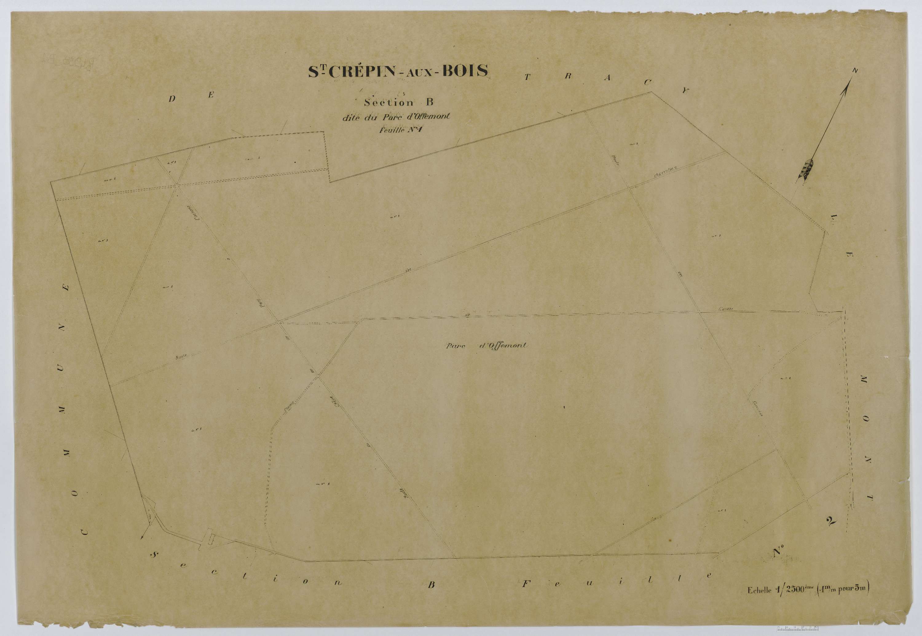 Saint-Crépin-aux-Bois - Cadastre napoléonien (copie), section B1, copie calque