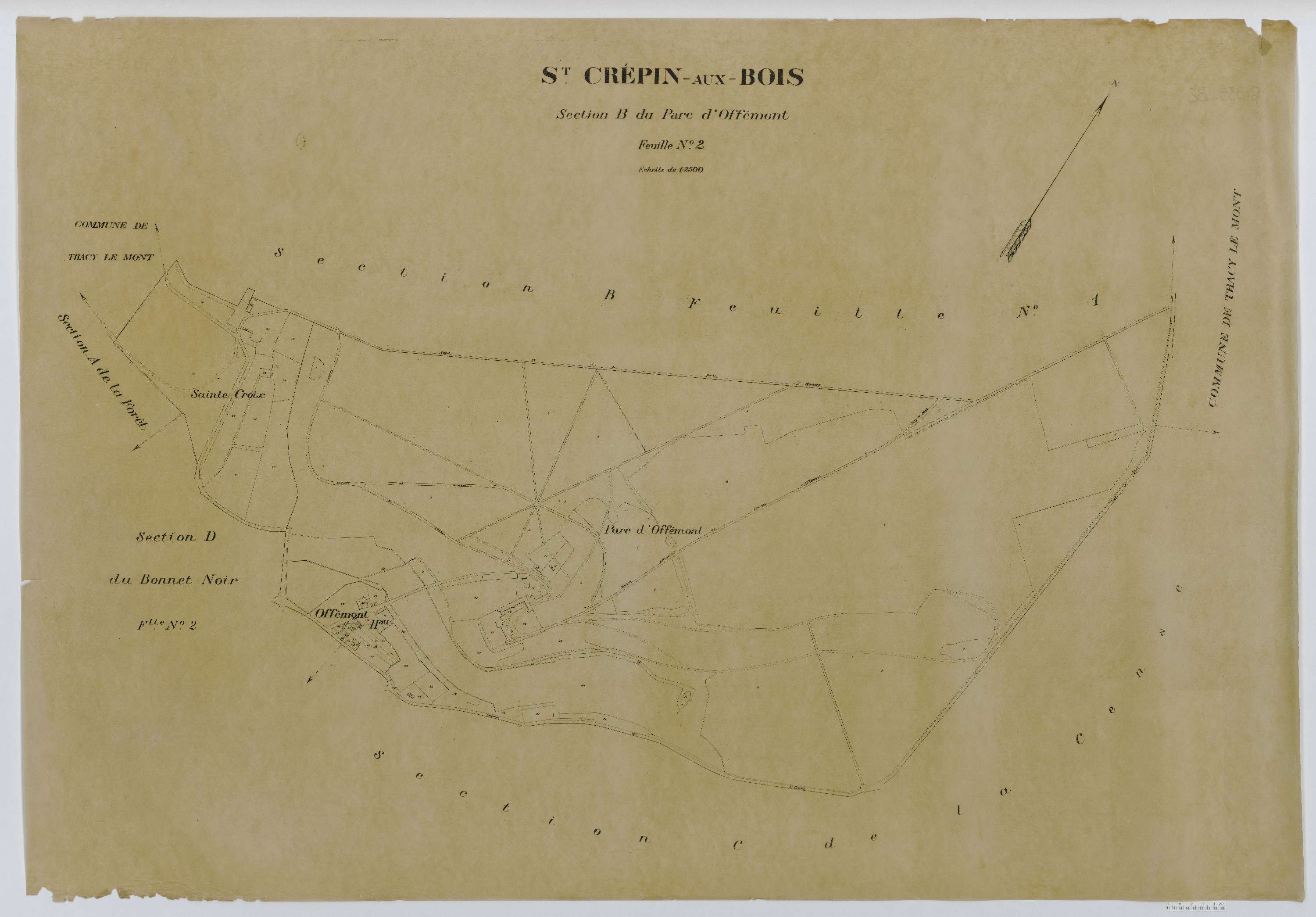 Saint-Crépin-aux-Bois - Cadastre napoléonien (copie), section B2, copie calque