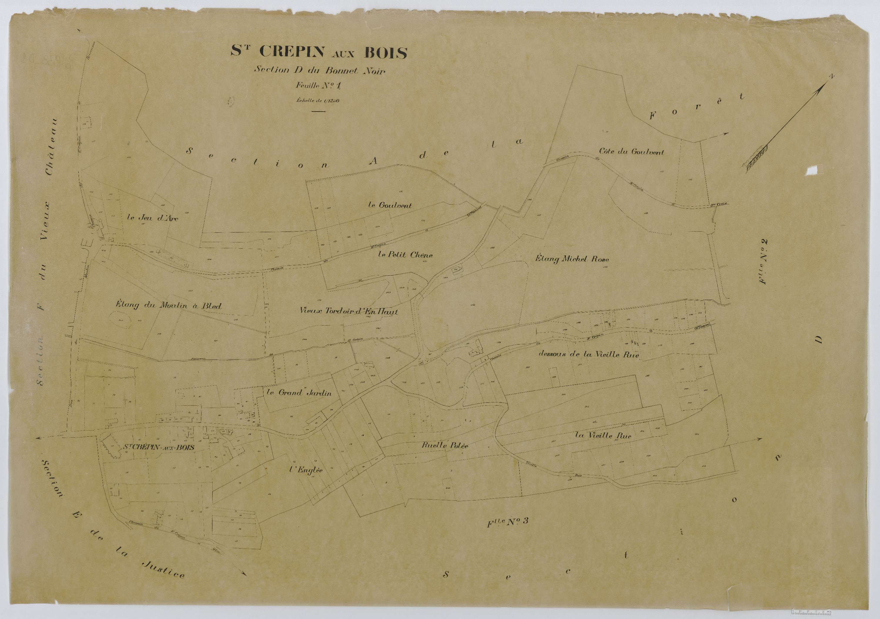 Saint-Crépin-aux-Bois - Cadastre napoléonien (copie), section D1, copie calque