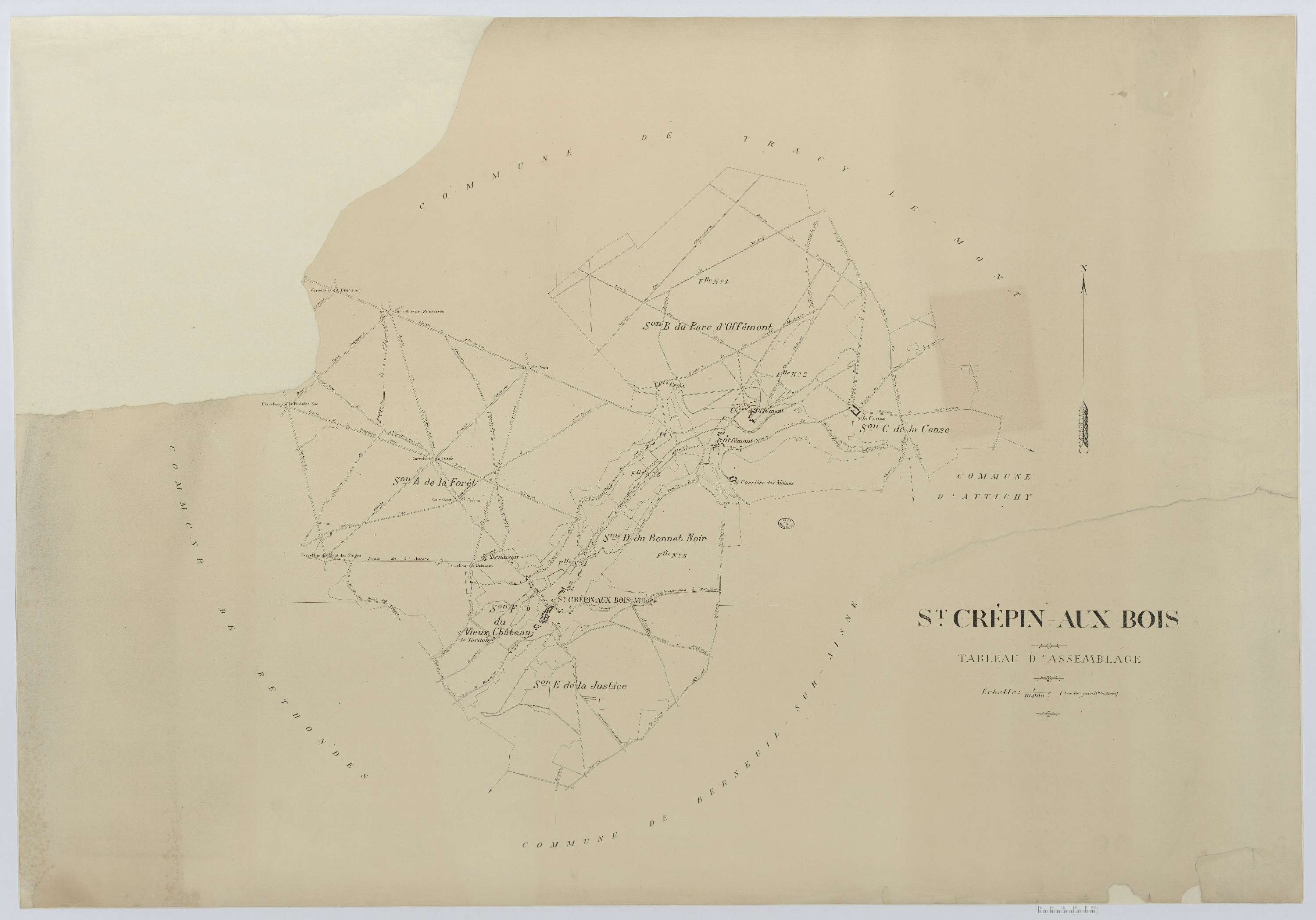 Saint-Crépin-aux-Bois - Cadastre napoléonien (copie), tableau d'assemblage