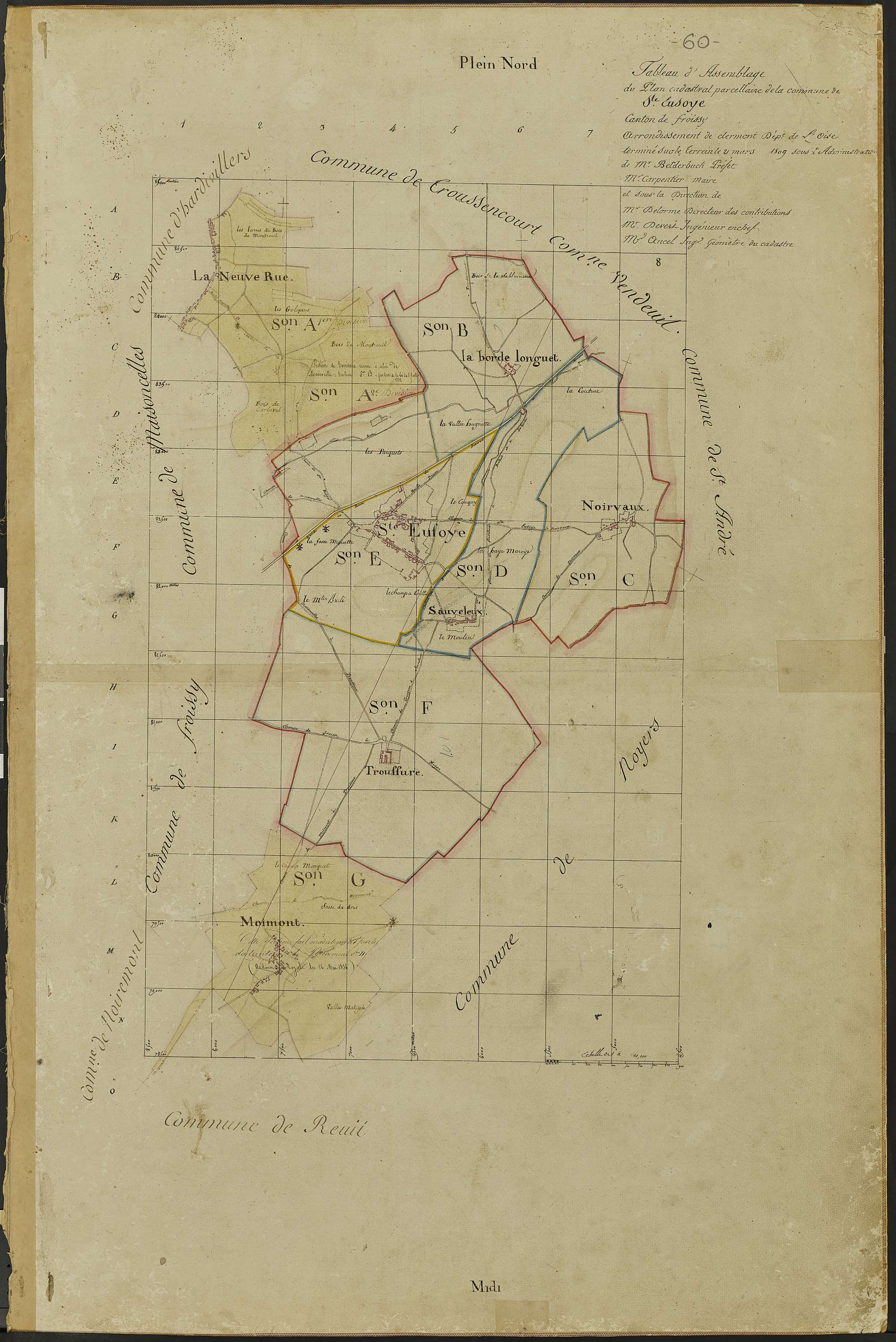 Sainte-Eusoye - Cadastre napoléonien, tableau d'assemblage