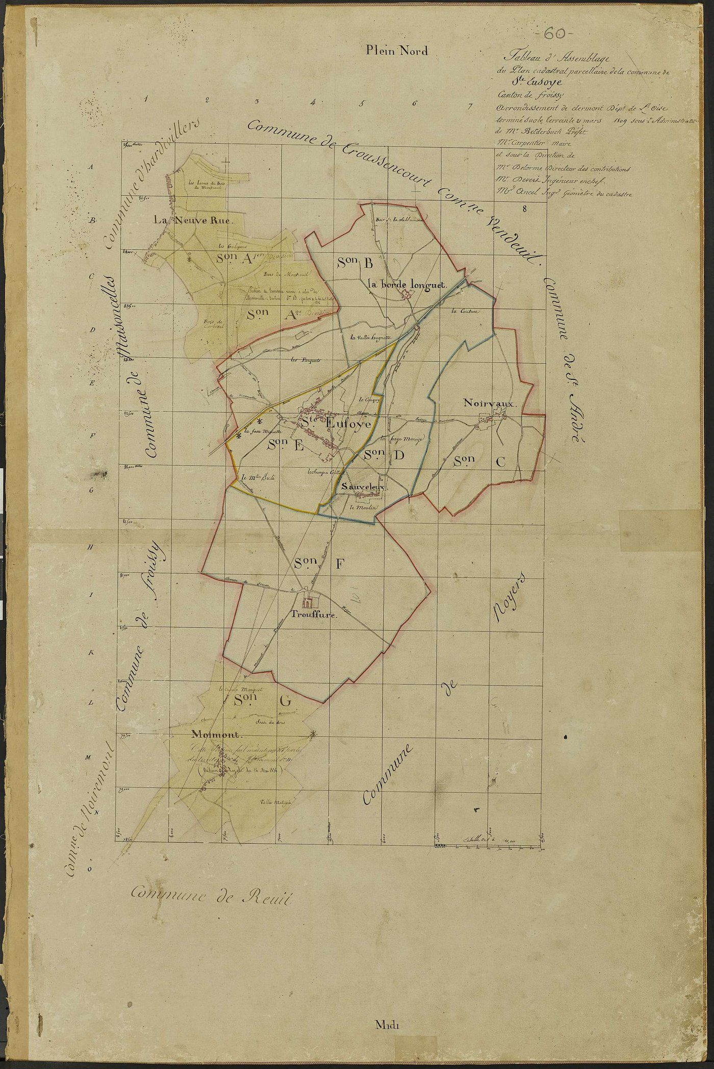 Sainte-Eusoye - Cadastre napoléonien, tableau d'assemblage