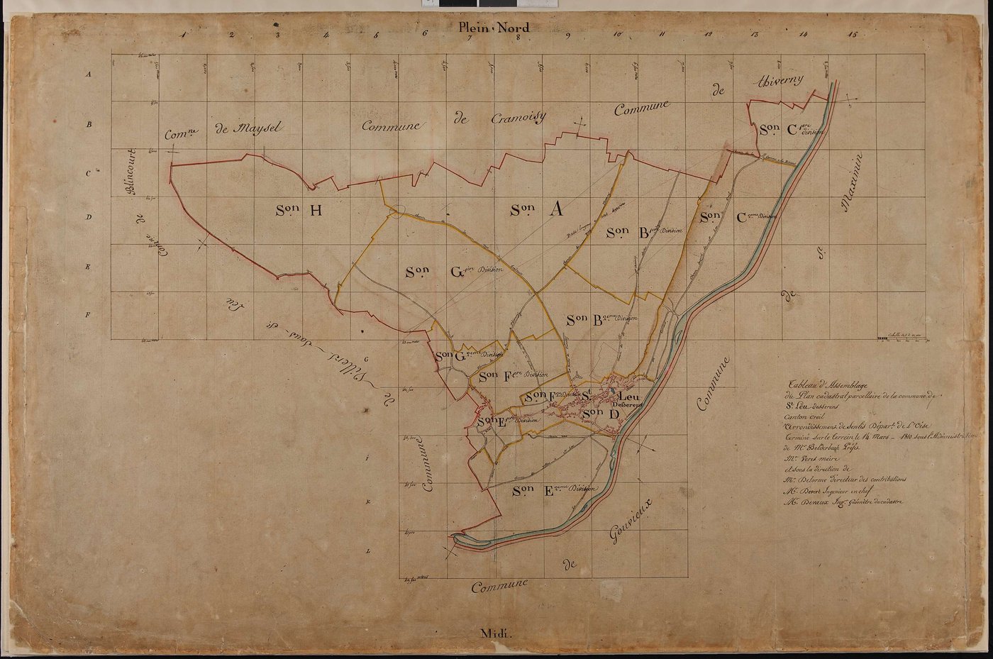 Saint-Leu-d'Esserent - Cadastre napoléonien, tableau d'assemblage