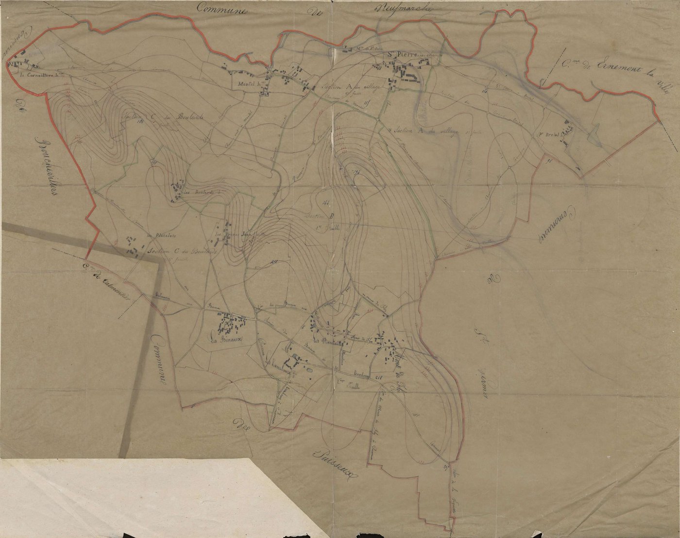 Saint-Pierre-es-Champs - Cadastre napoléonien, copie calque du tableau d'assemblage