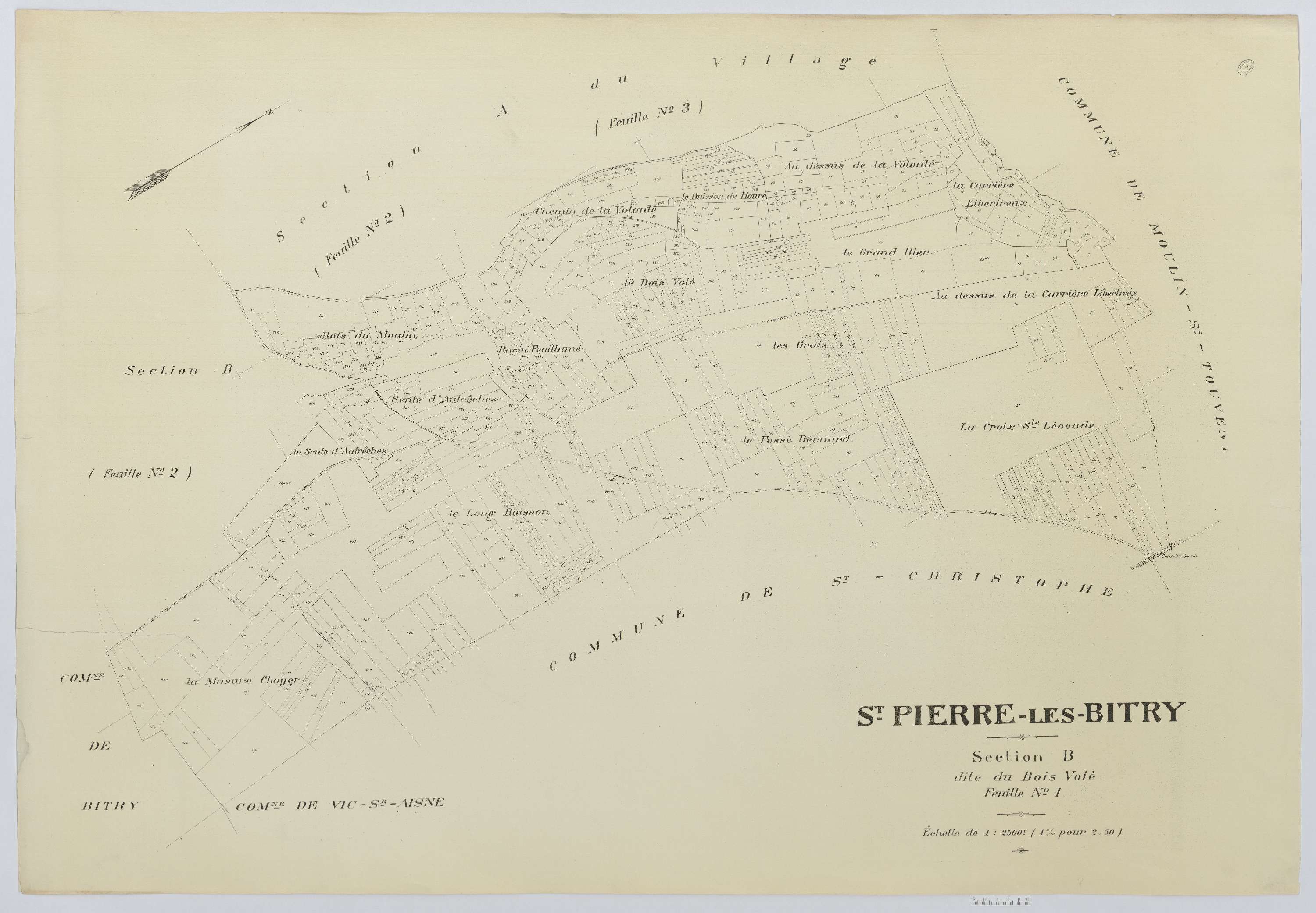 Saint-Pierre-lès-Bitry - Cadastre napoléonien (copie), section B1
