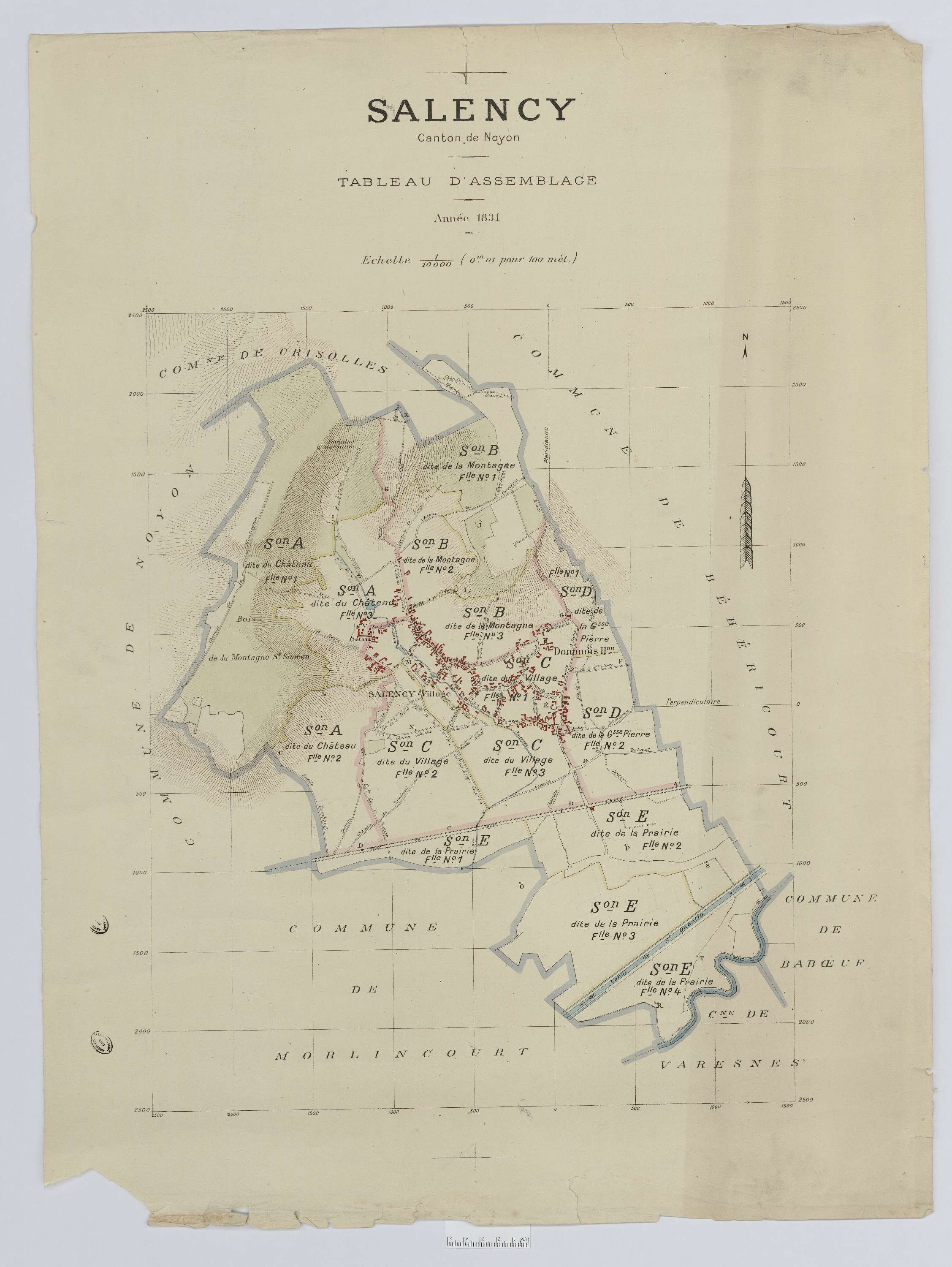 Salency - Cadastre napoléonien (copie), tableau d'assemblage
