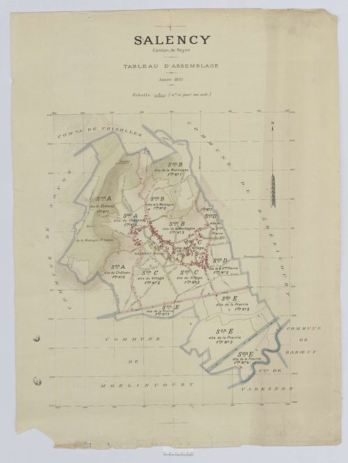 Salency - Cadastre napoléonien (copie), tableau d'assemblage