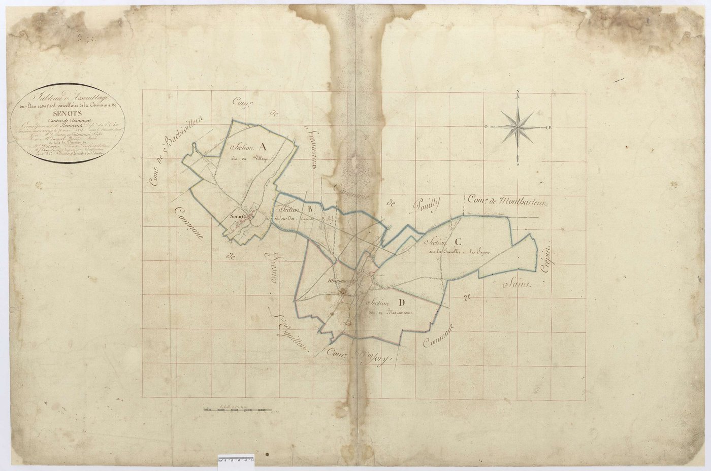Senots - Cadastre napoléonien, tableau d'assemblage