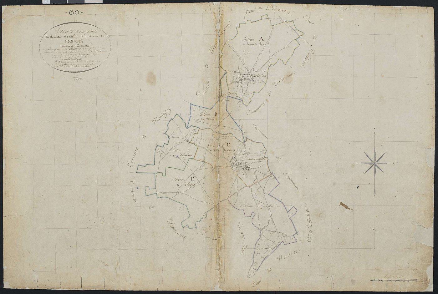 Serans - Cadastre napoléonien, tableau d'assemblage