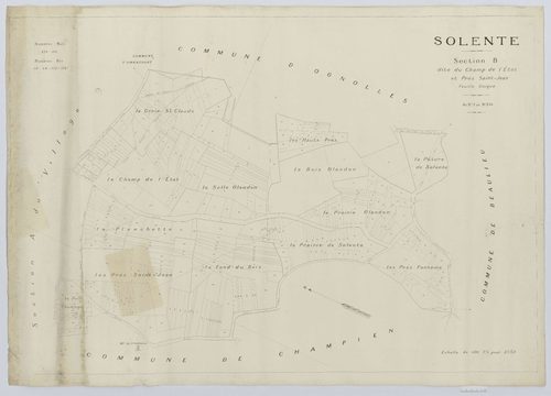Solente - Cadastre napoléonien (copie), section B, feuille unique