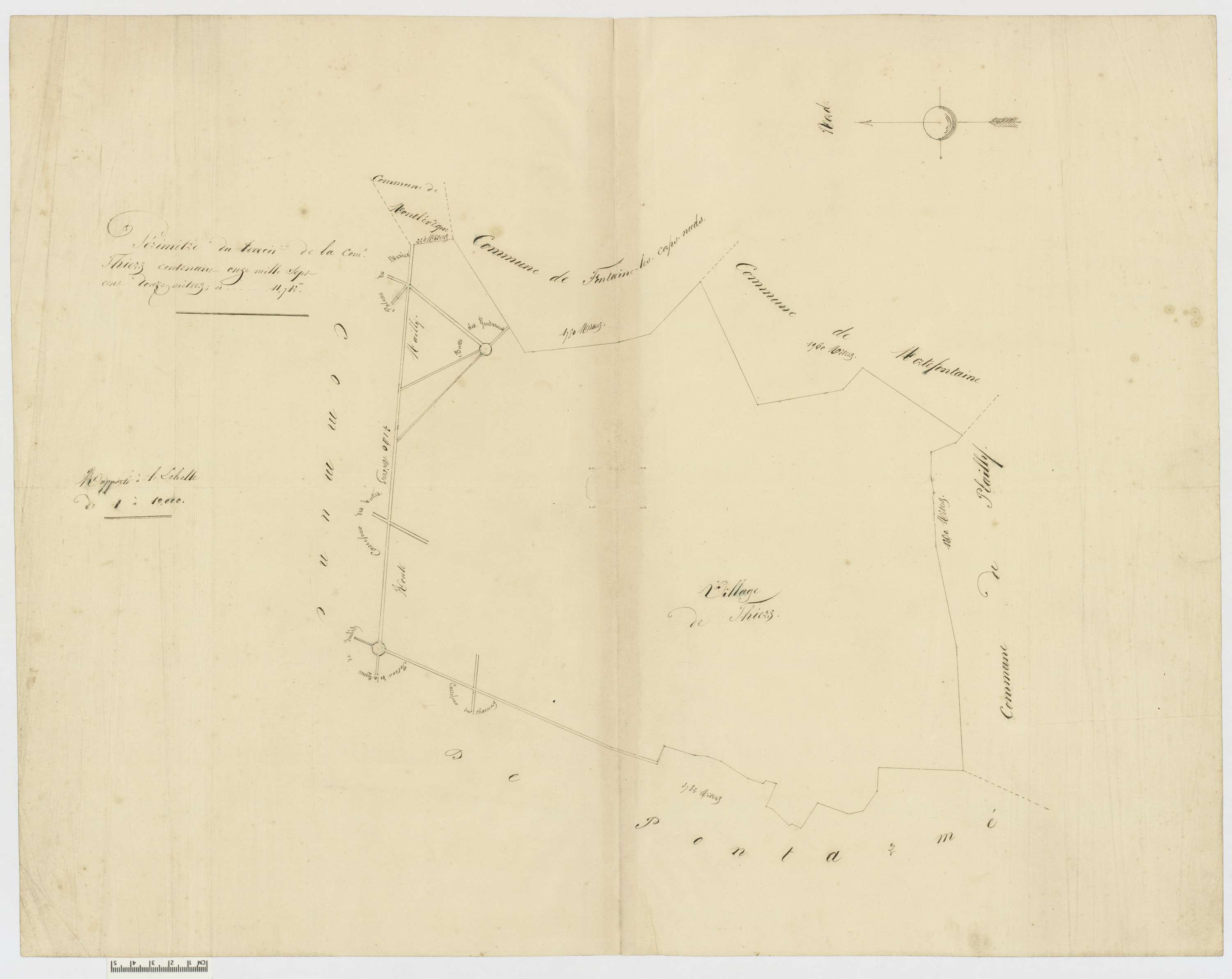 Thiers-sur-Thève - Cadastre napoléonien, périmètre du terroir de la commune