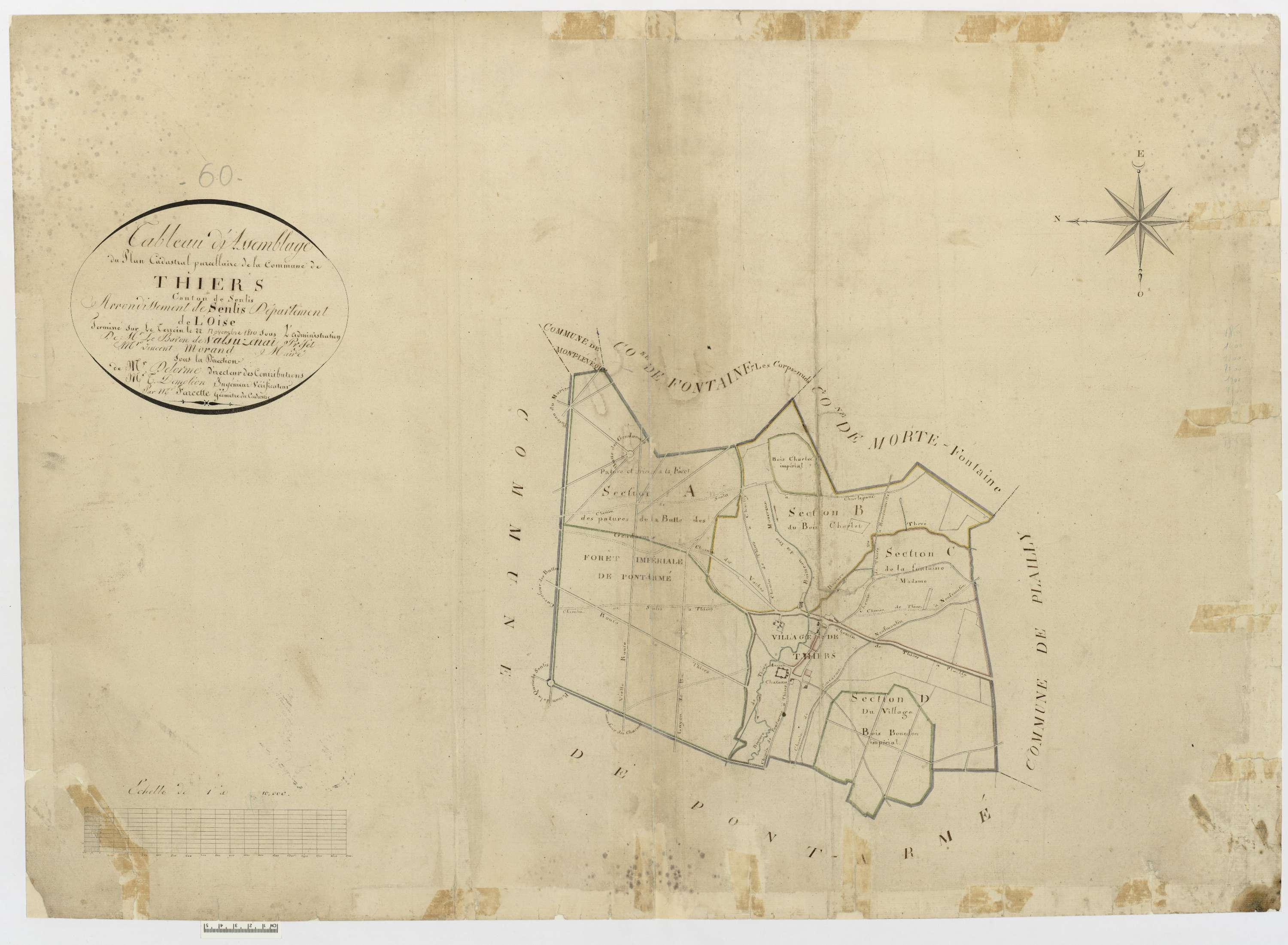 Thiers-sur-Thève - Cadastre napoléonien, tableau d'assemblage