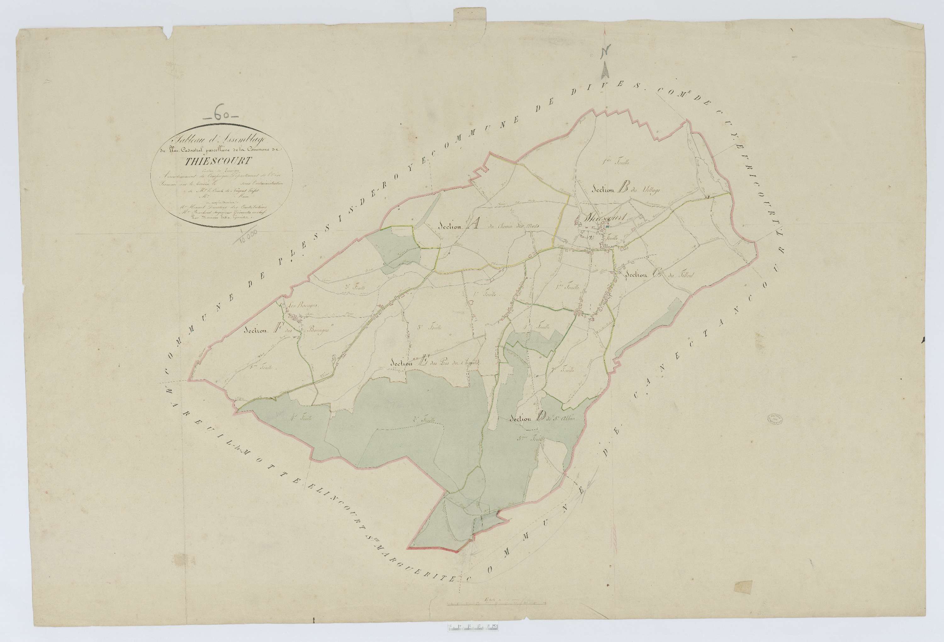 Thiescourt - Cadastre napoléonien, tableau d'assemblage