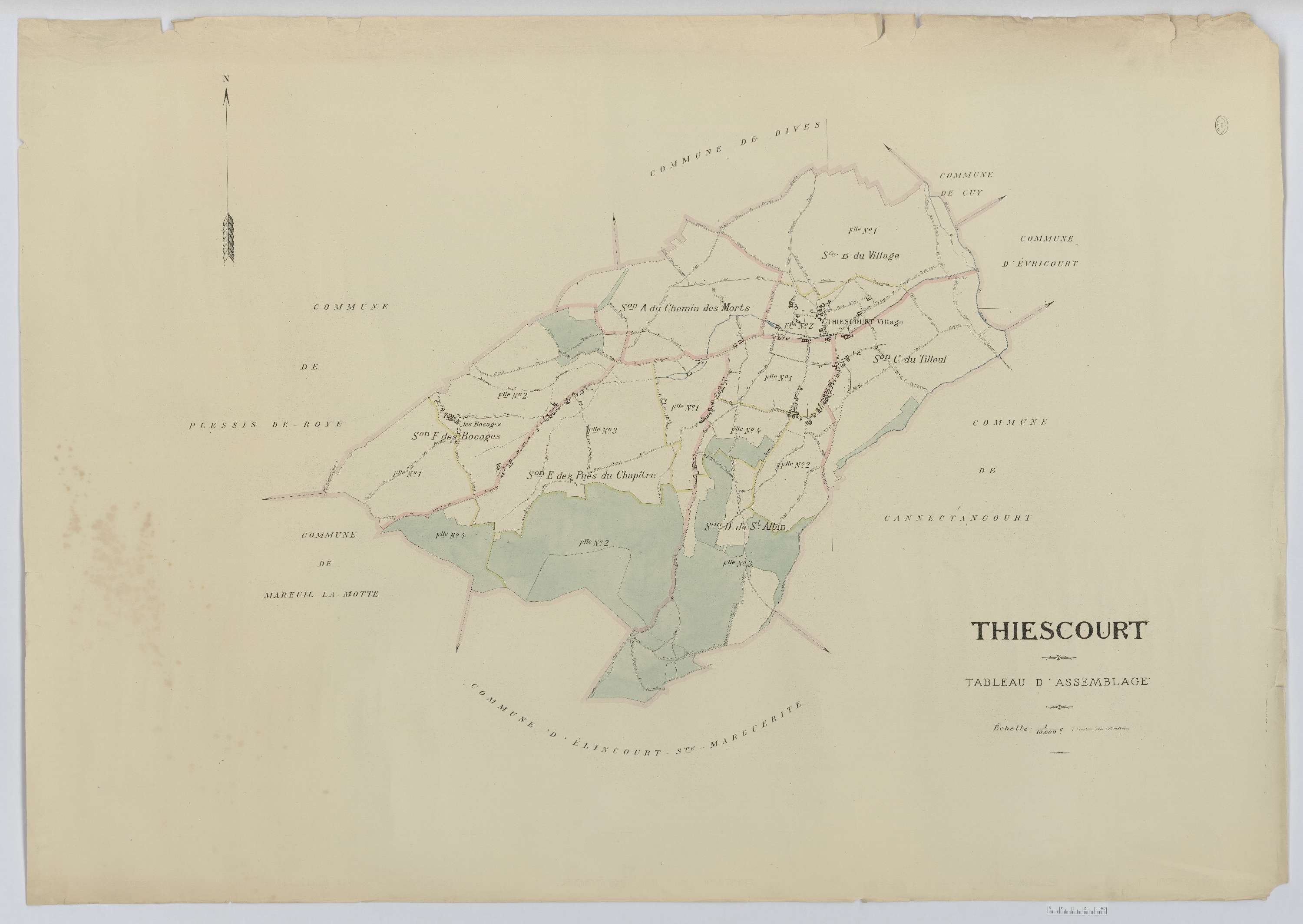 Thiescourt - Cadastre napoléonien (copie), tableau d'assemblage